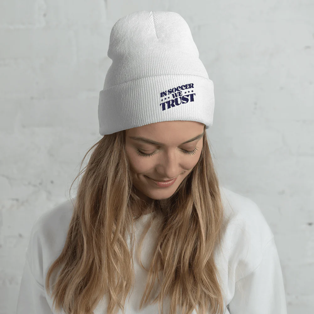 In Soccer We Trust Podcast Key Art Cuffed Beanie - Image 4