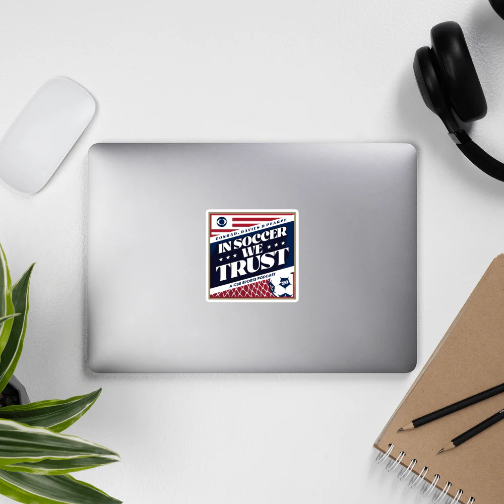 In Soccer We Trust Podcast Key Art Die Cut Sticker - Image 2