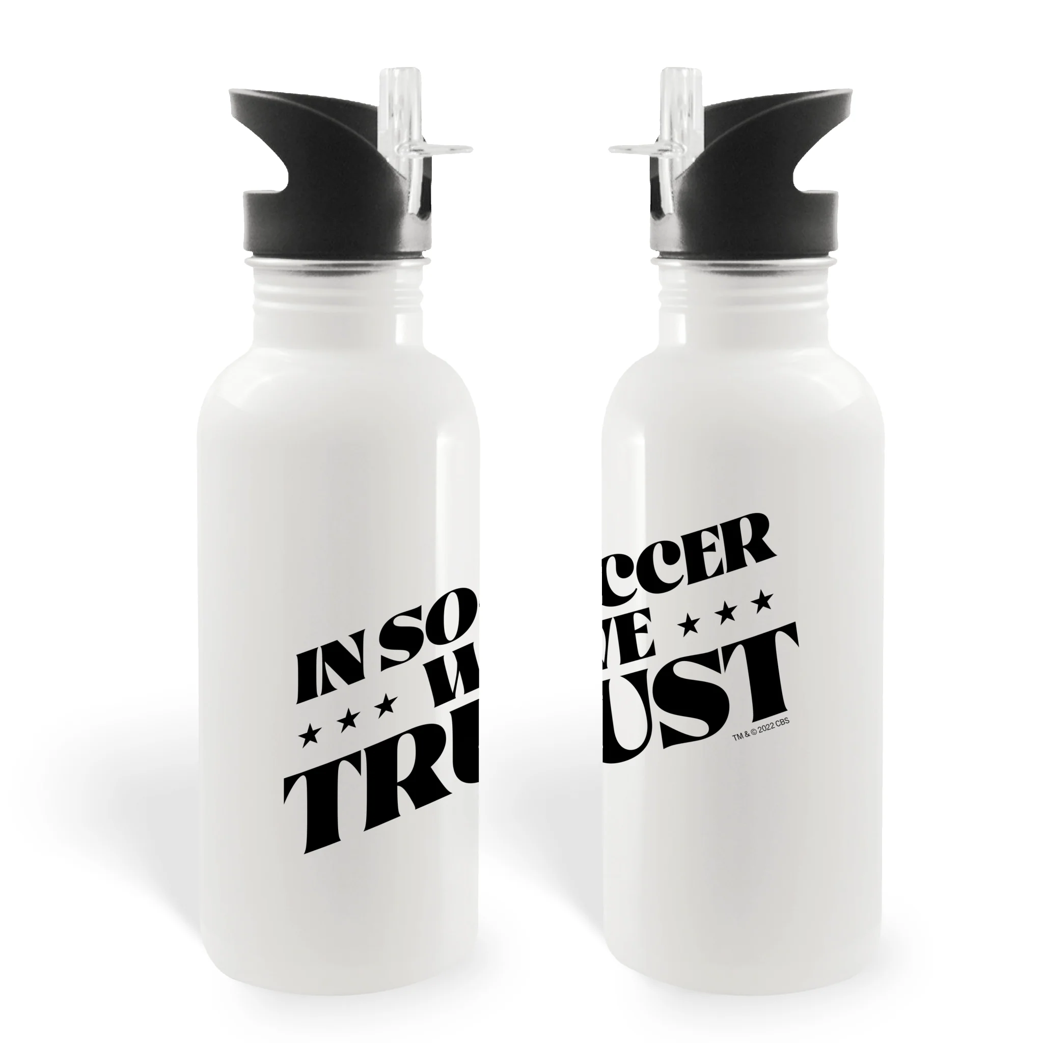 In Soccer We Trust Podcast Logo 20oz Screw Top Water Bottle with Straw - Image 2