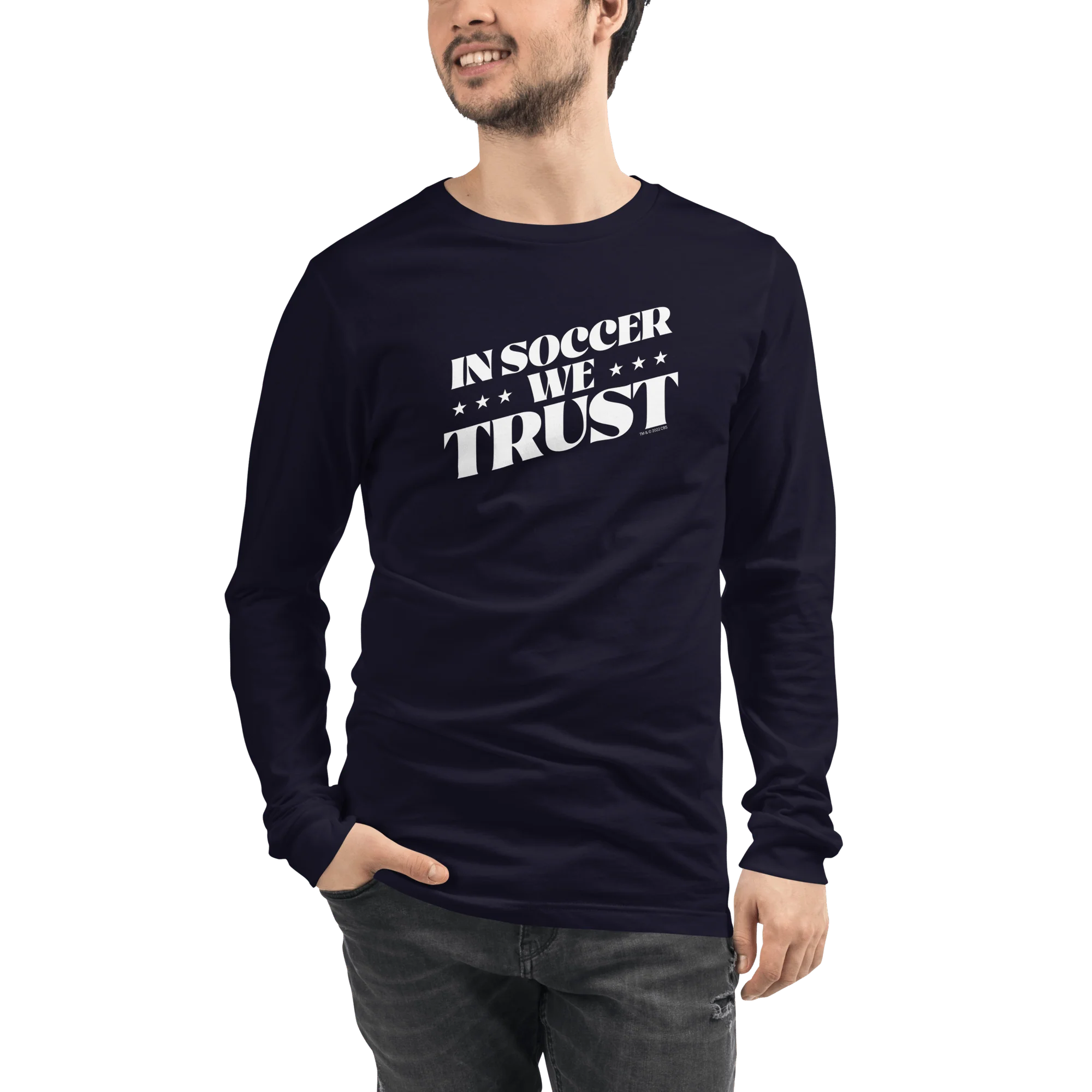 In Soccer We Trust Podcast Logo Adult Long Sleeve T-Shirt - Image 2