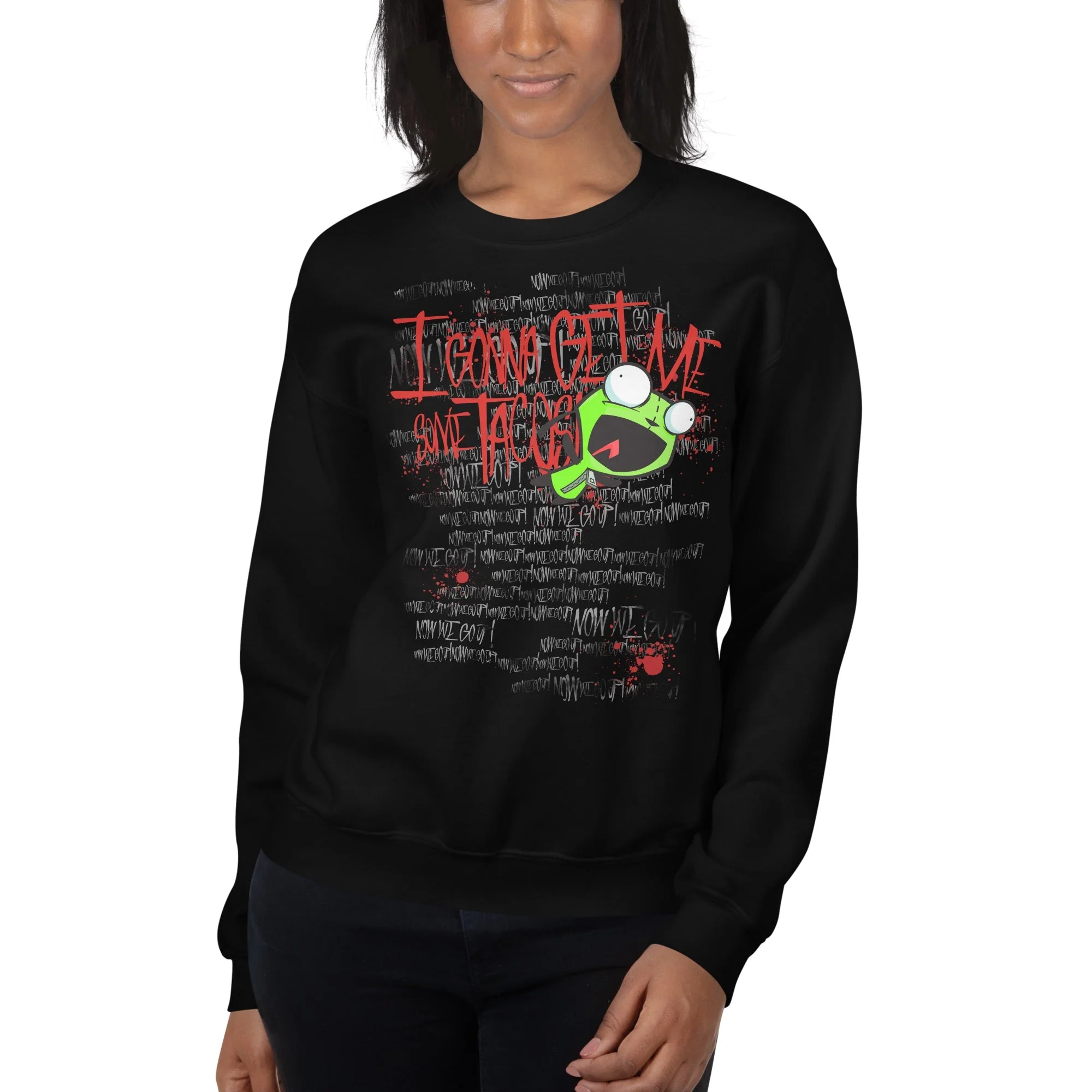 Invader Zim Gonna Get Me Some Tacos Adult Crewneck Sweatshirt - Image 4