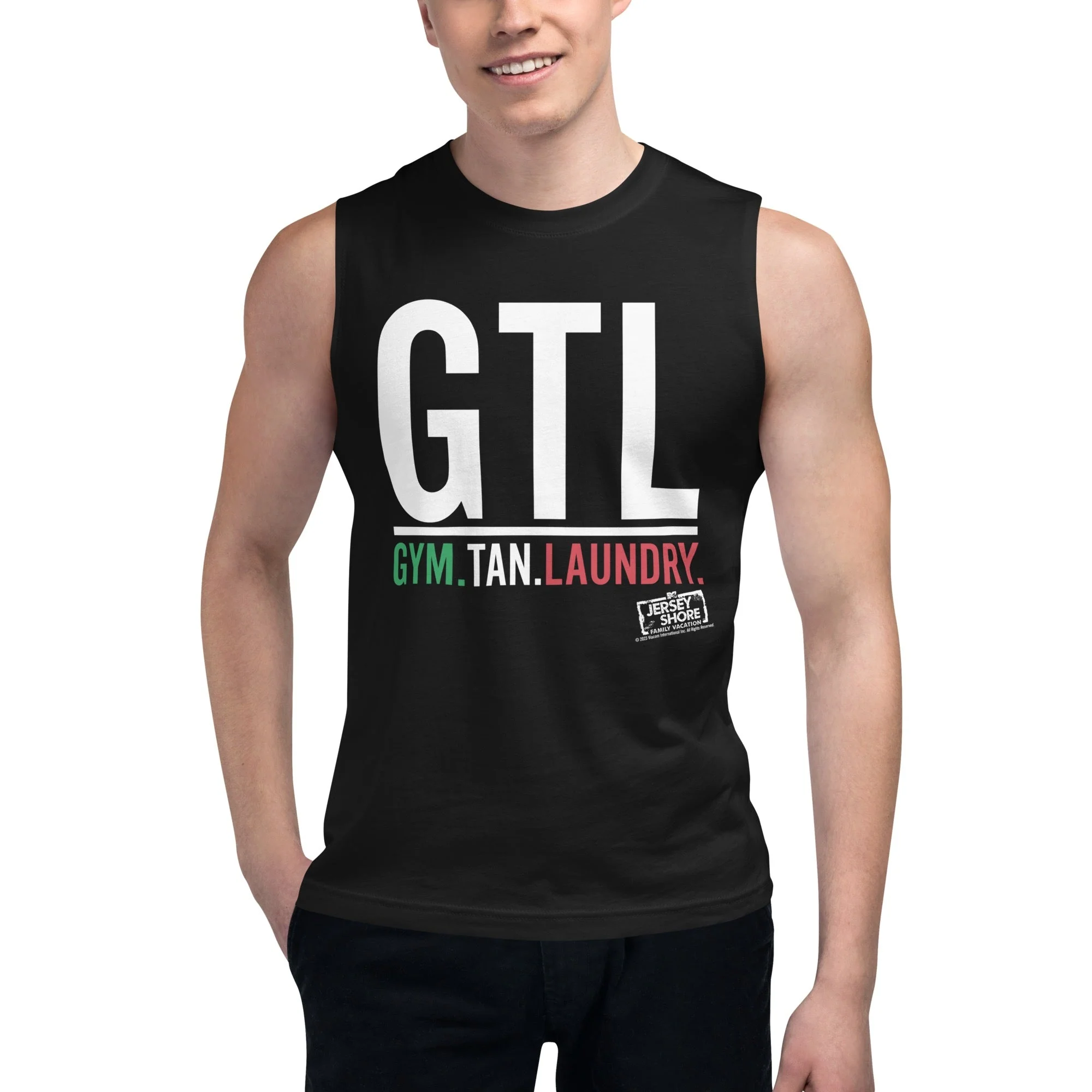 Jersey Shore Family Vacation Gym. Tan. Laundry. Muscle Tank Top - Image 3
