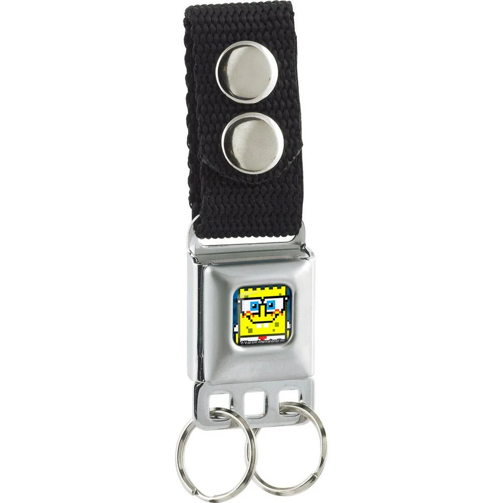 SpongeBob SquarePants Keychain Pixelated Nerd Pose SeatBelt Buckle Blue