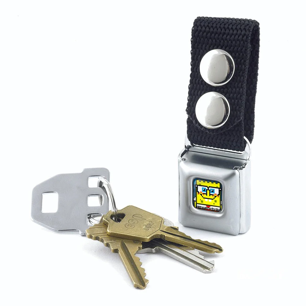 SpongeBob SquarePants Keychain Pixelated Nerd Pose SeatBelt Buckle Blue - Image 2