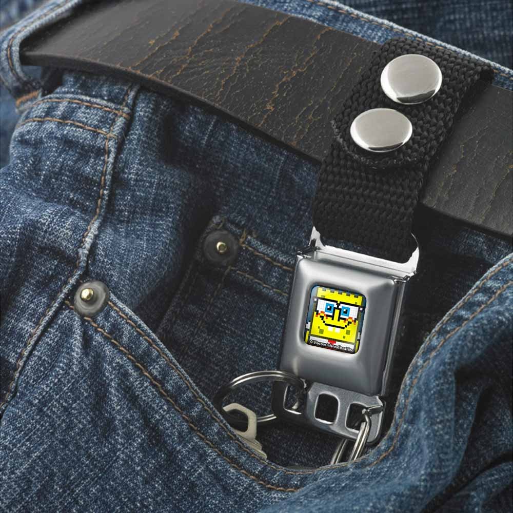 SpongeBob SquarePants Keychain Pixelated Nerd Pose SeatBelt Buckle Blue - Image 3