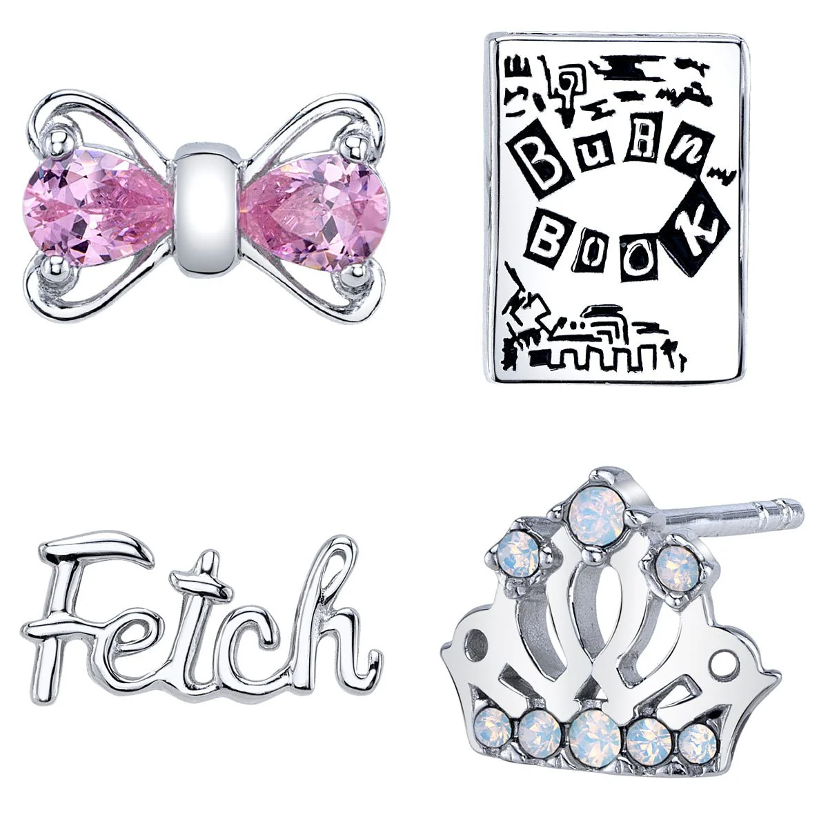 Mean Girls Burn Book Fetch and Crown Stud Earrings Set