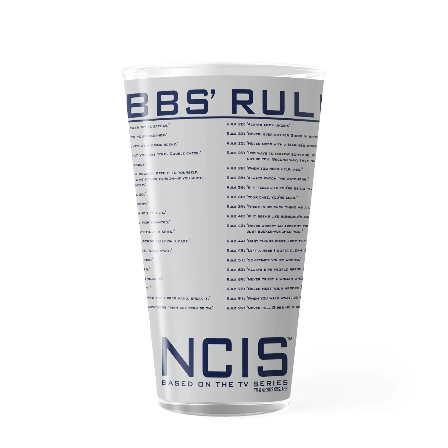 NCIS Gibbs Rules 17 oz Pint Glass
