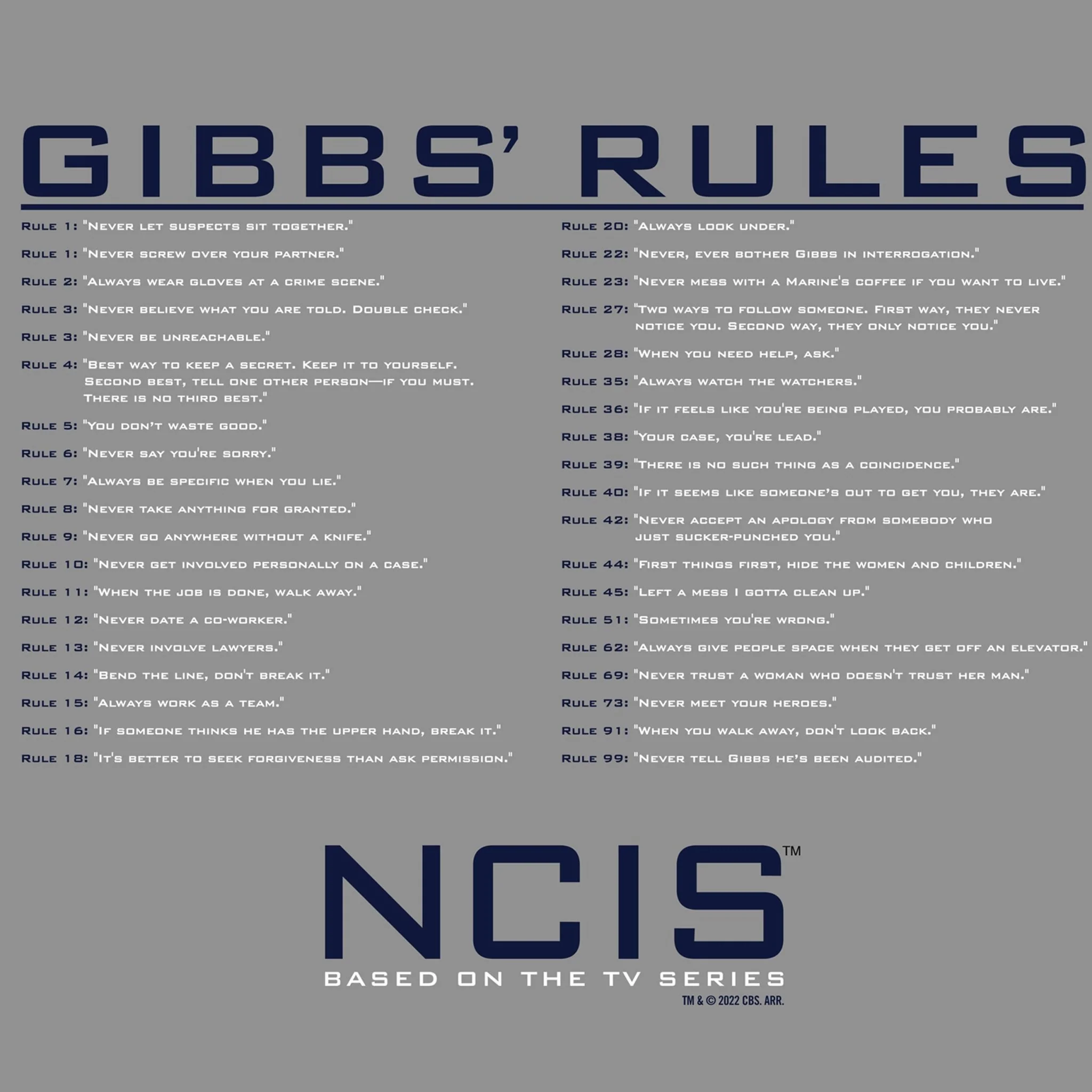 NCIS Gibbs Rules Throw Pillow - Image 2