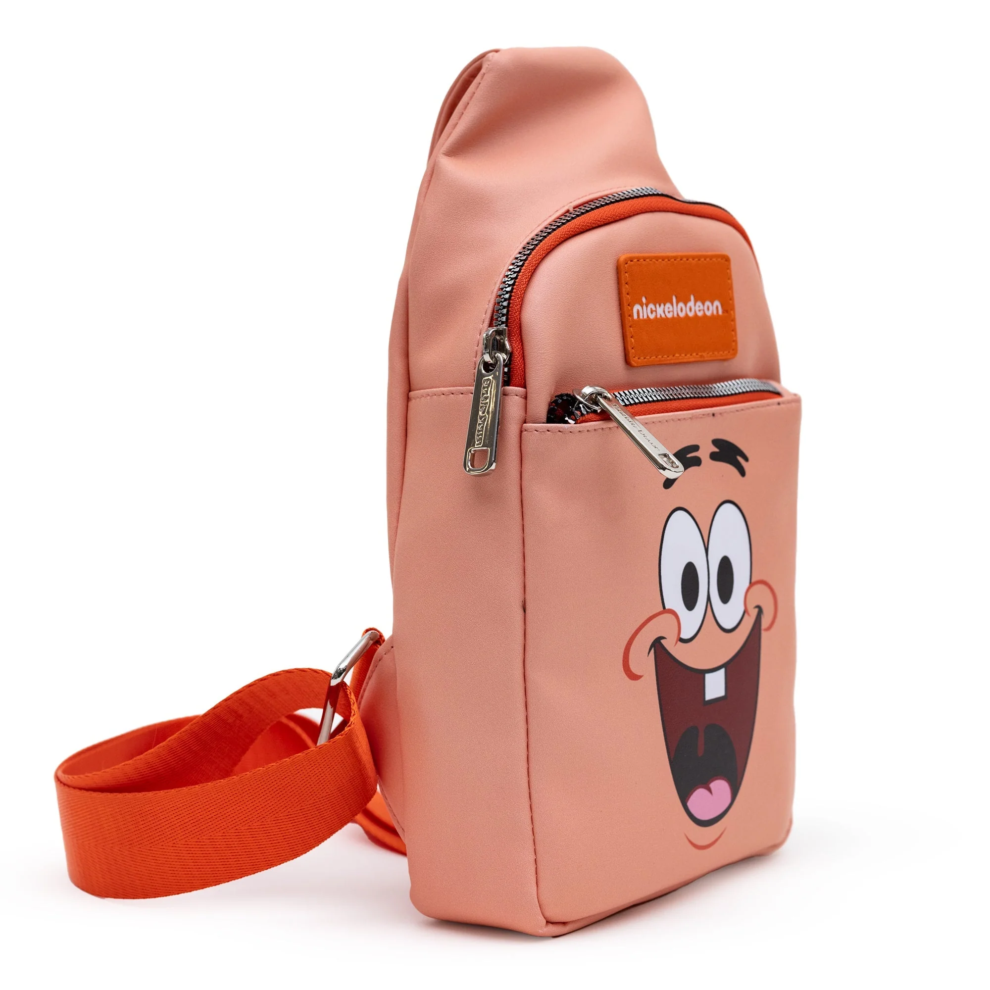 SpongeBob SquarePants Sling Bag Patrick Star Close Up Vegan Leather Salmon Orange - Image 3