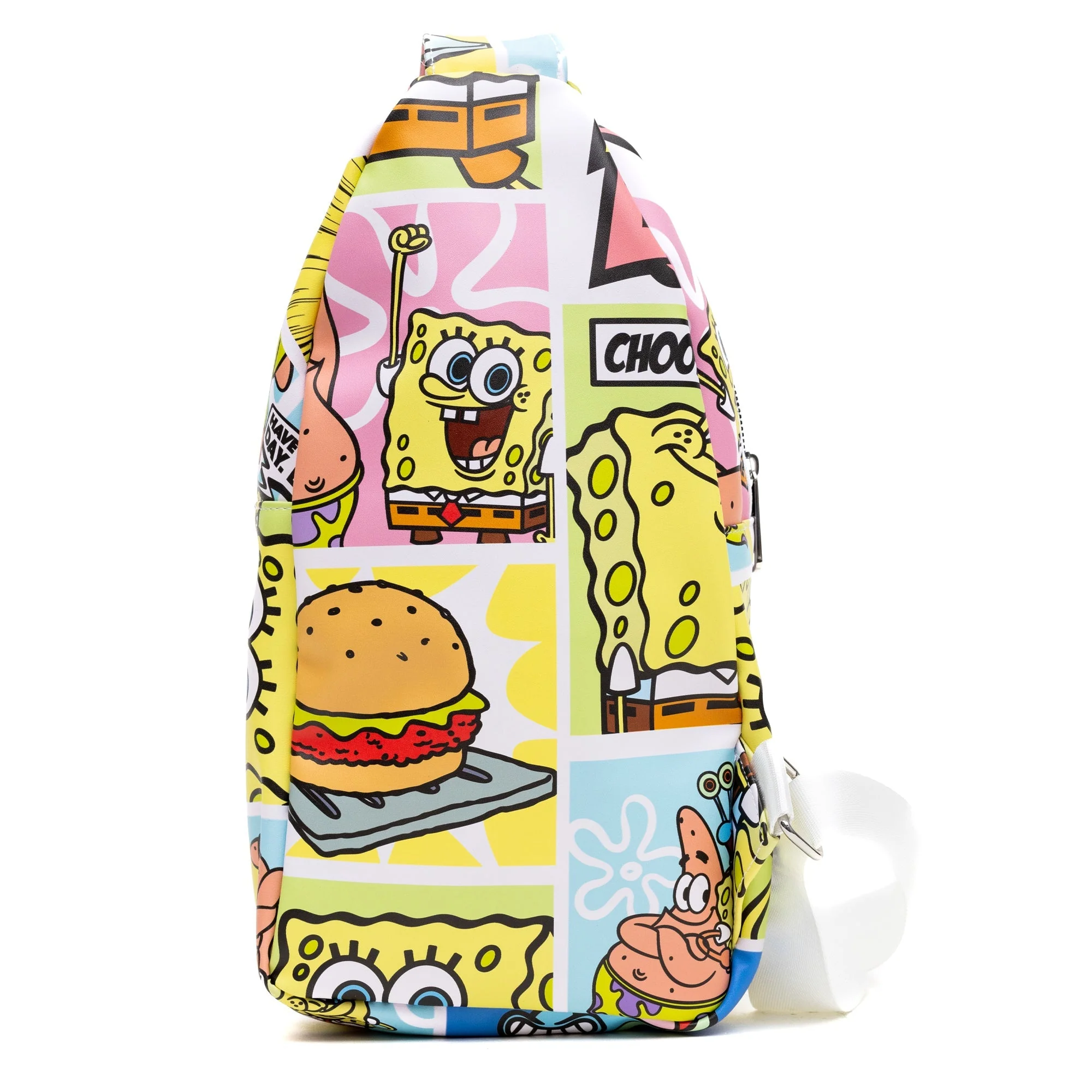 Nickelodeon Vegan Leather Crossbody Sling Bag SpongeBob SquarePants Character Blocks 7" x 14" - Image 2