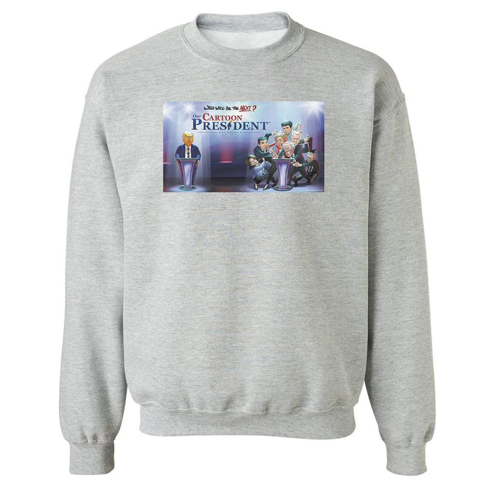 Our Cartoon President Who Will Be the Next Cartoon President? Fleece Crewneck Sweatshirt
