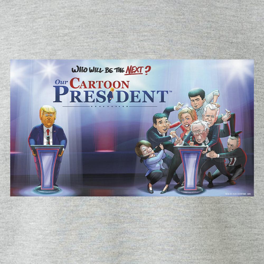 Our Cartoon President Who Will Be the Next Cartoon President? Fleece Crewneck Sweatshirt - Image 2