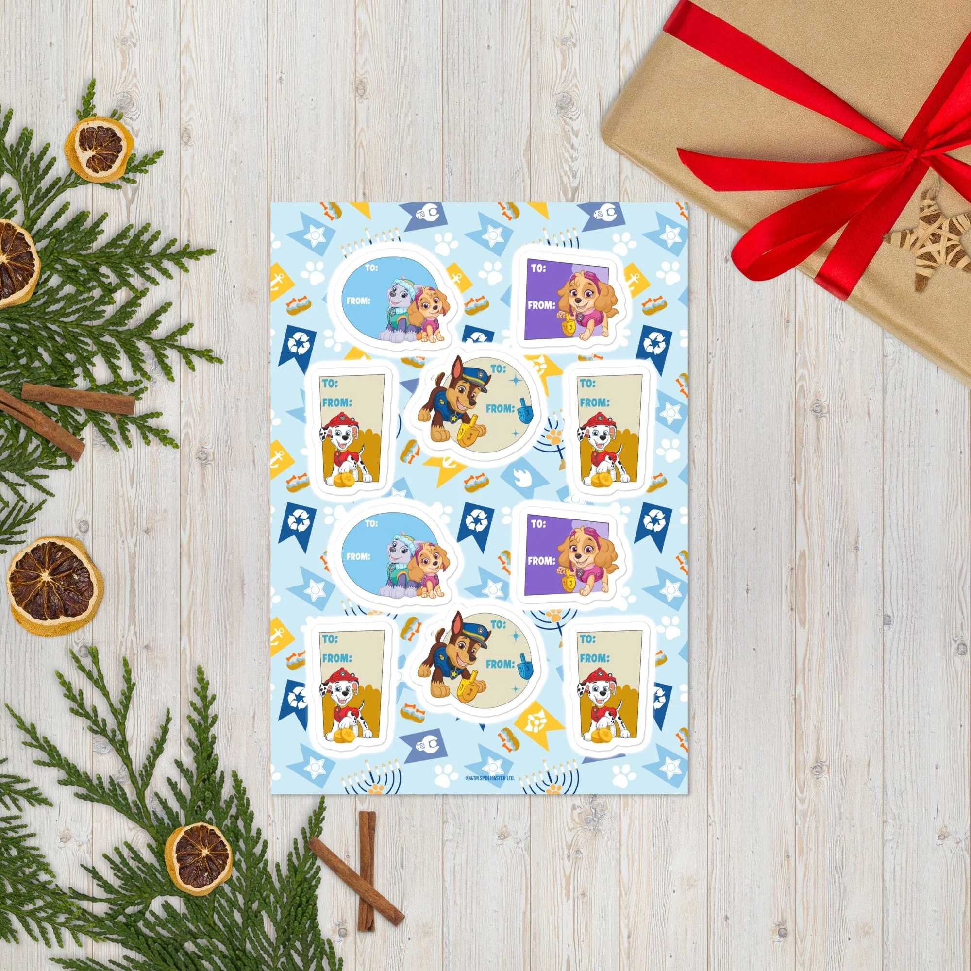 Paw Patrol Hanukkah Gift Label Sticker Sheet - Image 2
