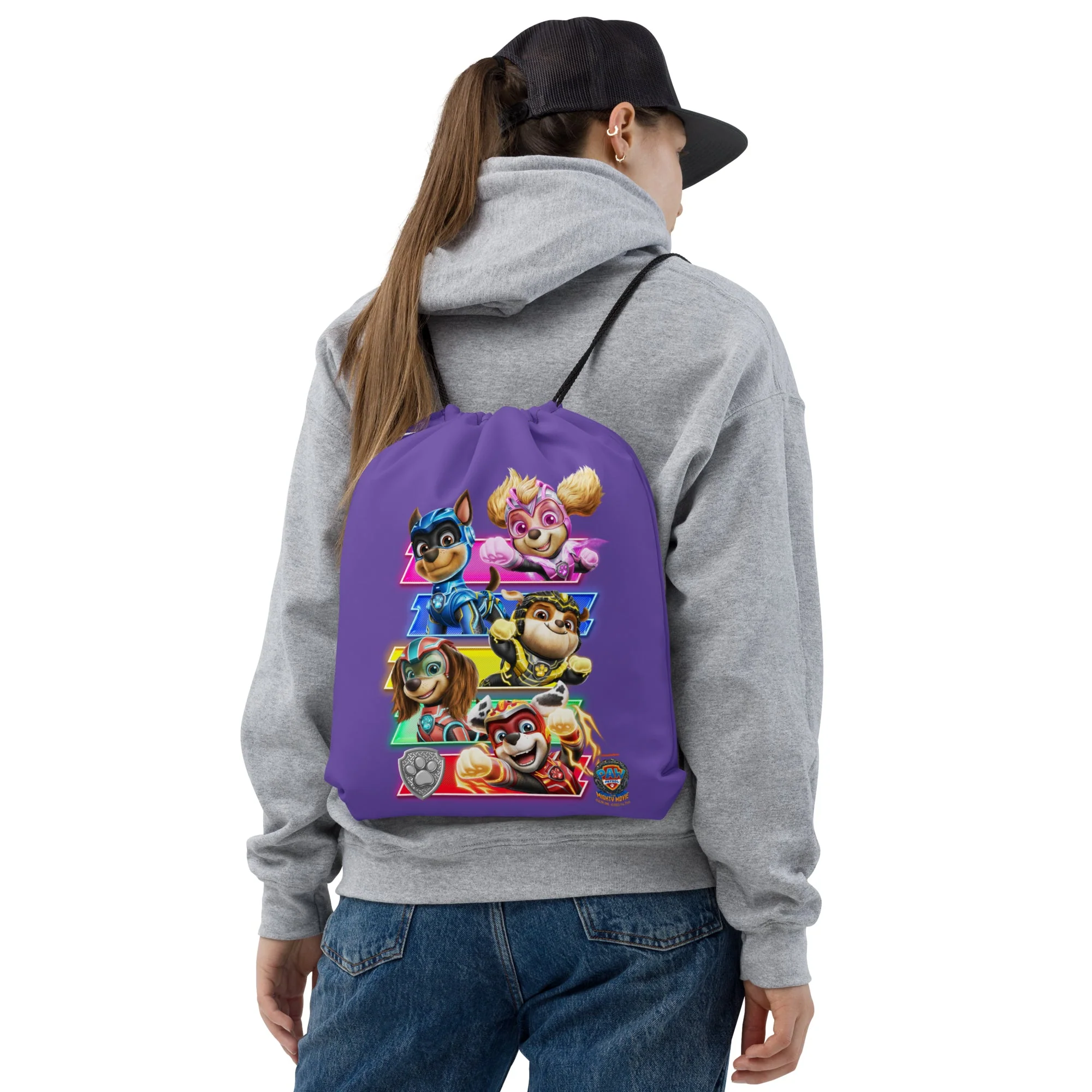 PAW Patrol The Mighty Movie Purple Drawstring Bag - Image 3