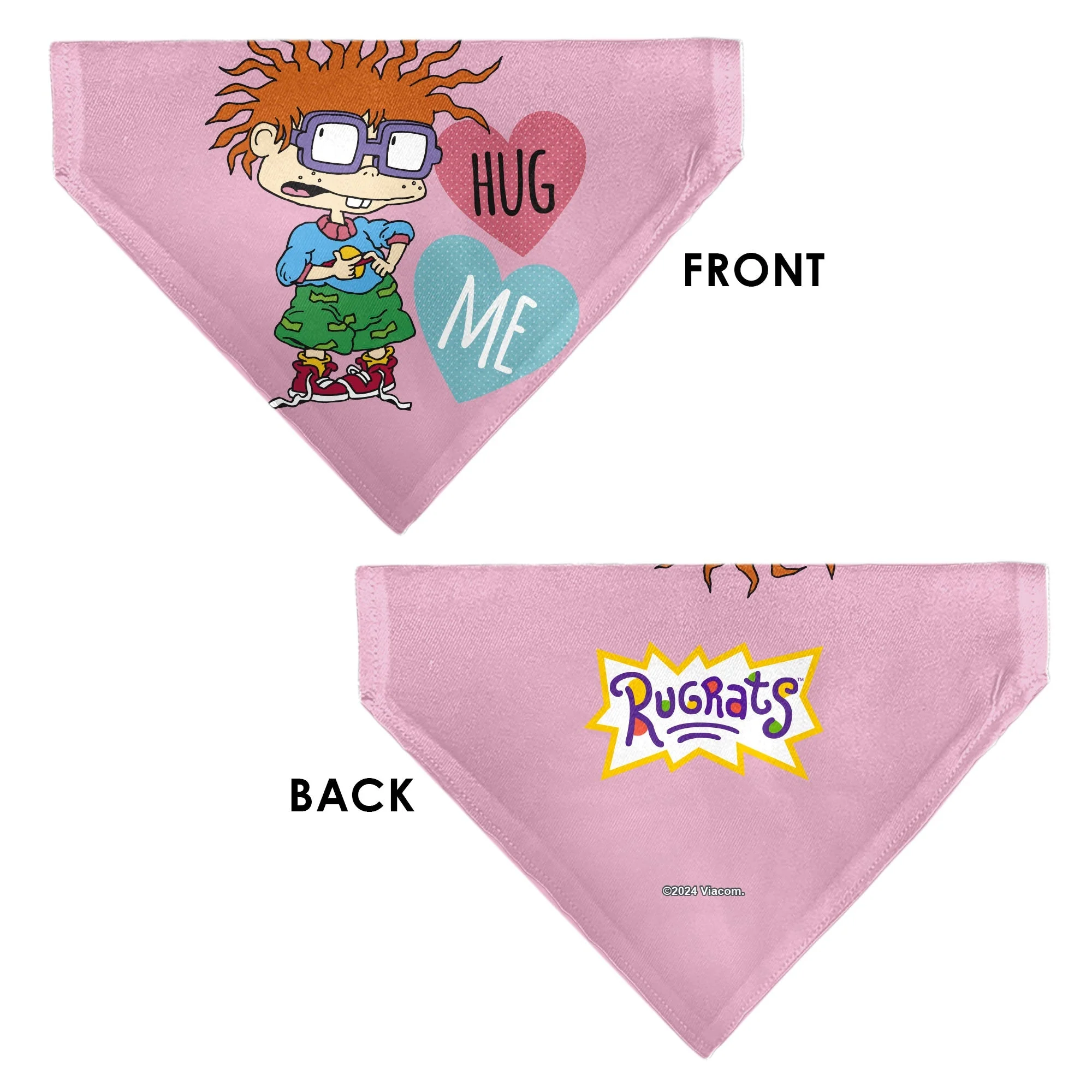 Rugrats Chuckie HUG ME Hearts Pose Pink Pet Bandana - Image 3