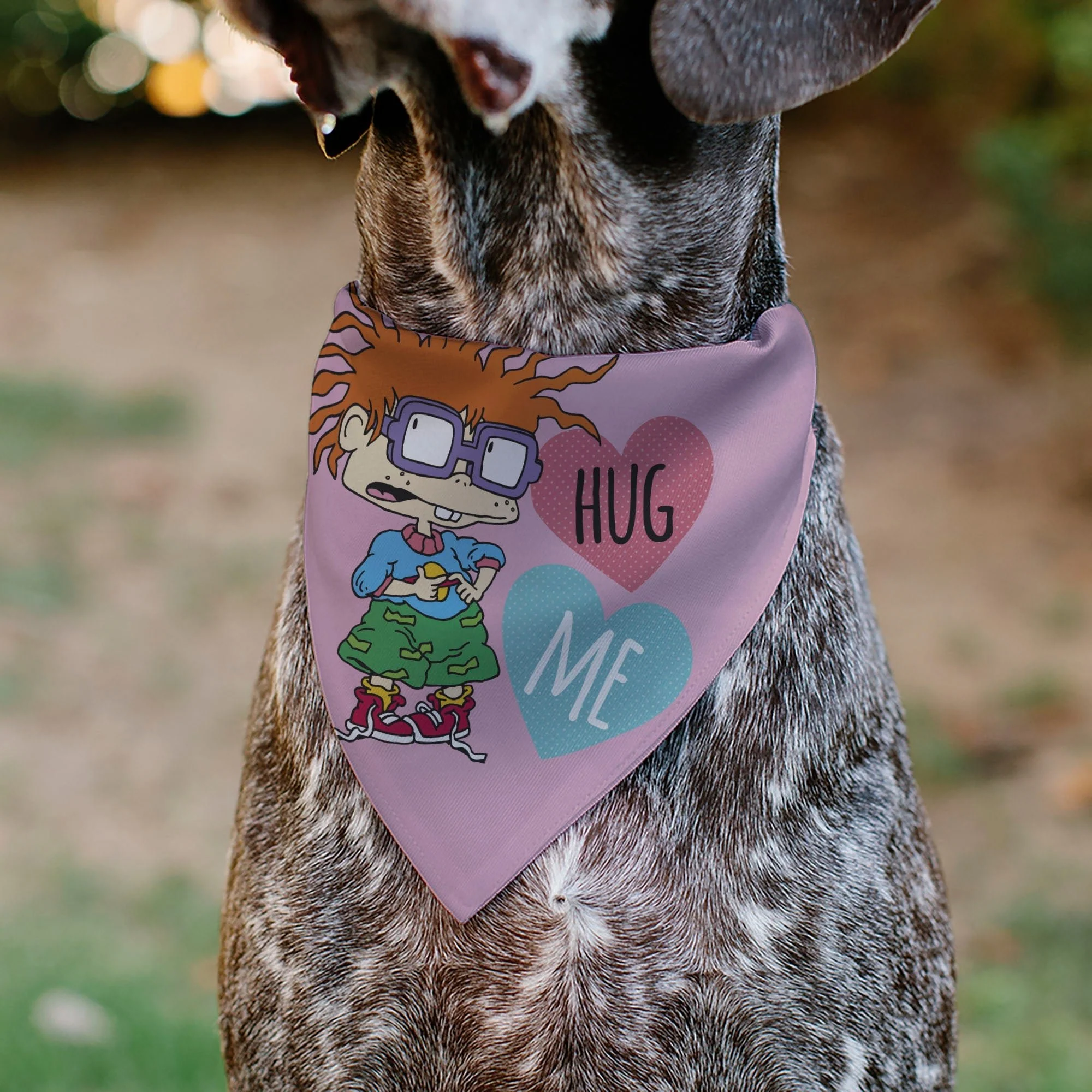 Rugrats Chuckie HUG ME Hearts Pose Pink Pet Bandana - Image 4