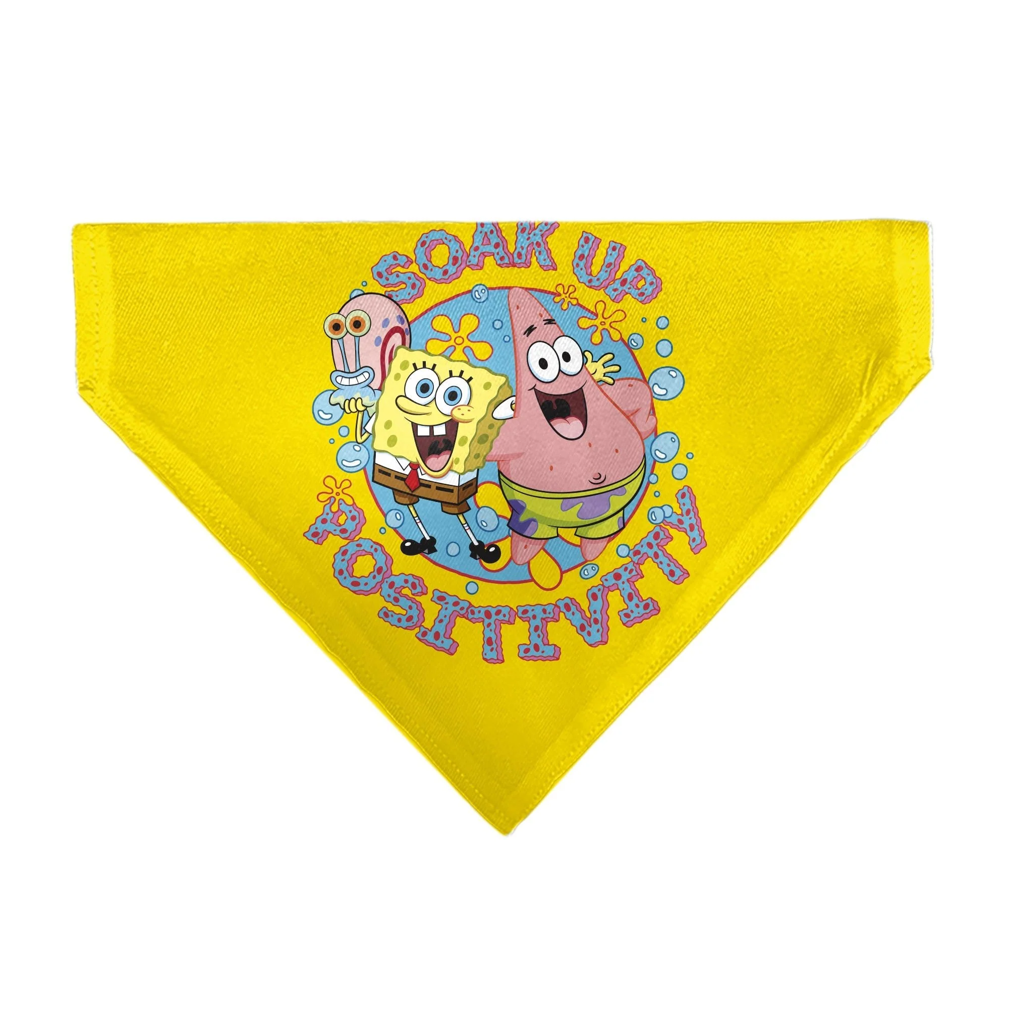SpongeBob SquarePants Pet Bandana Friends SOAK UP POSITIVITY Pose Over the Collar Double-Sided Yellow