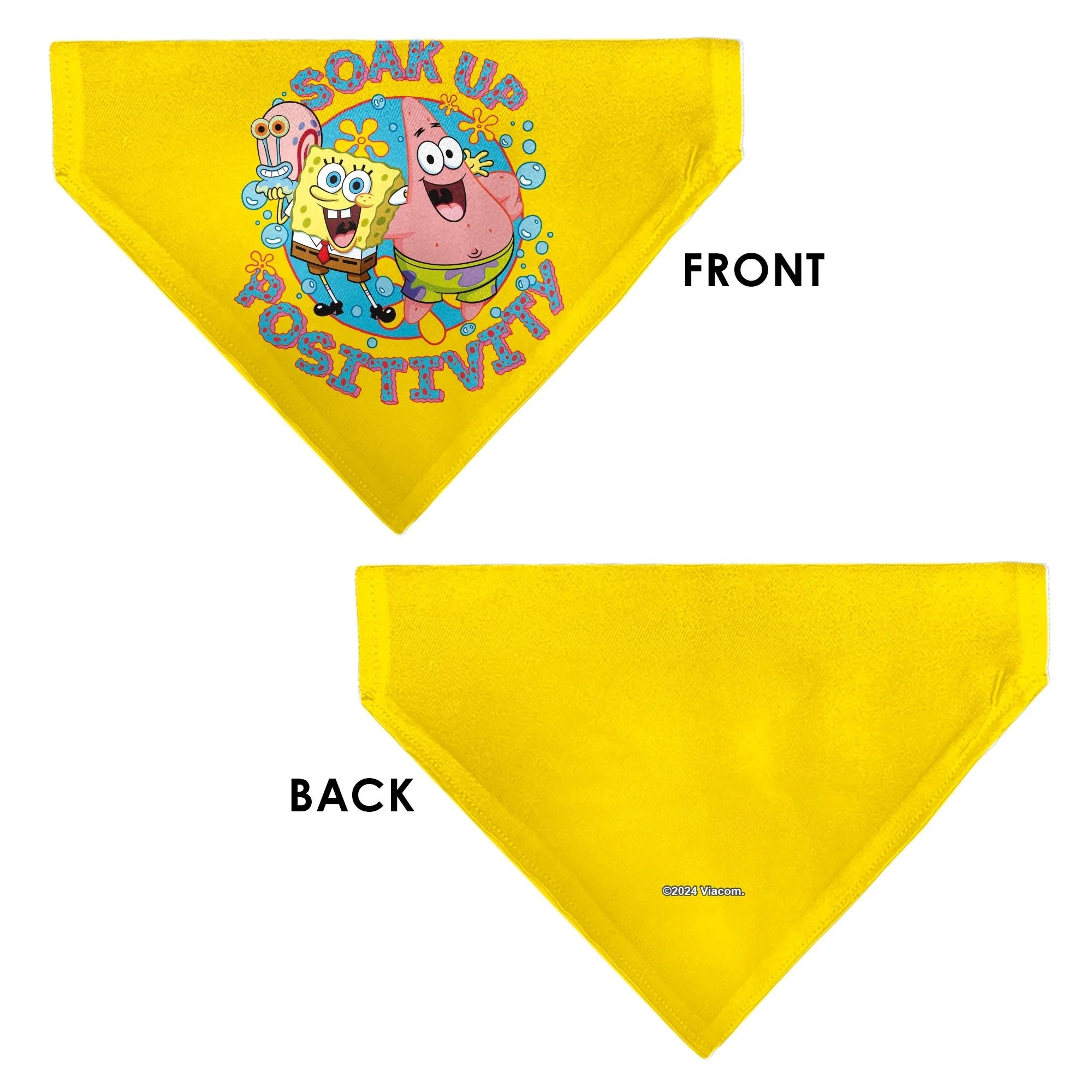 SpongeBob SquarePants Pet Bandana Friends SOAK UP POSITIVITY Pose Over the Collar Double-Sided Yellow - Image 3