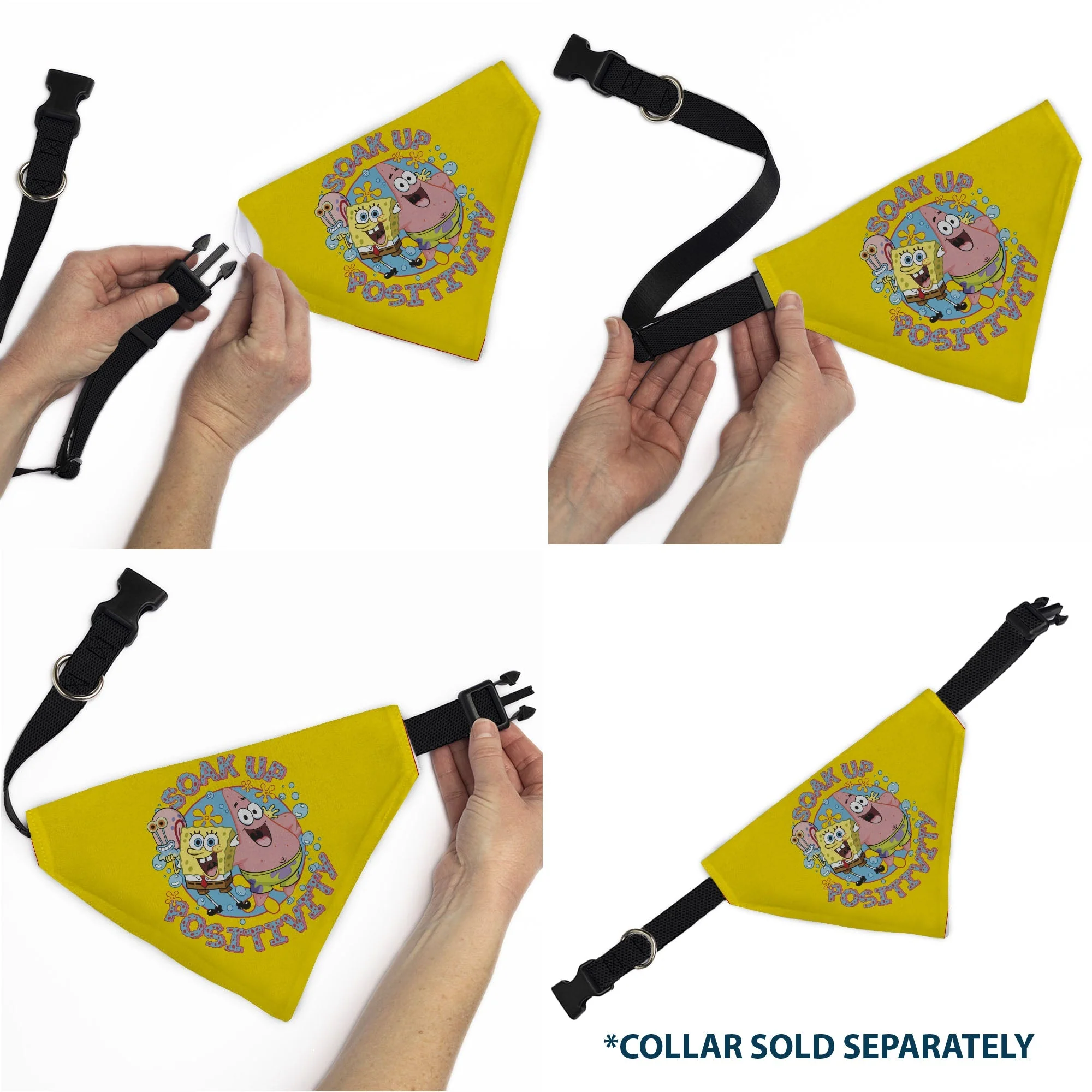 SpongeBob SquarePants Pet Bandana Friends SOAK UP POSITIVITY Pose Over the Collar Double-Sided Yellow - Image 6