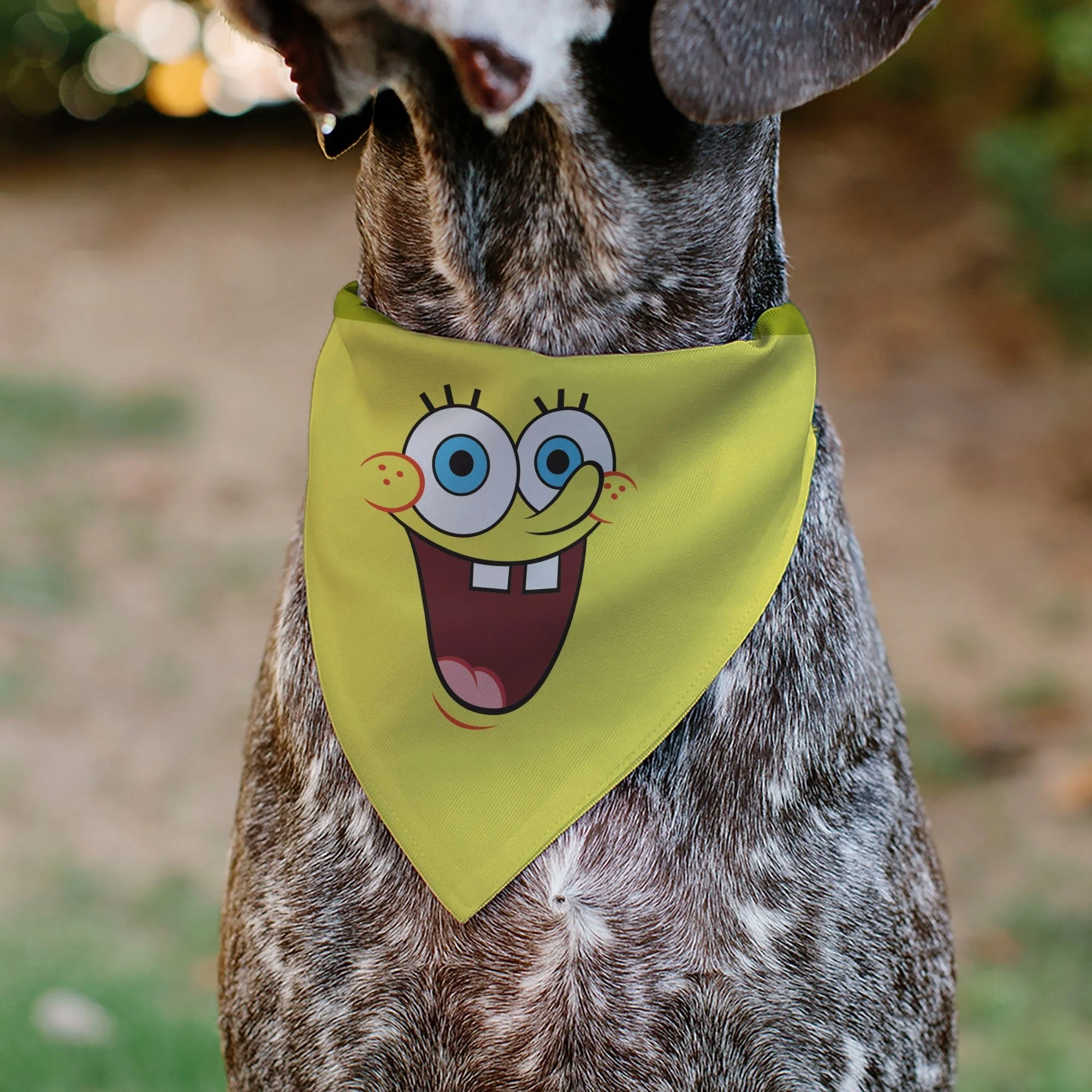 SpongeBob SquarePants Pet Bandana Excited Smile Expression Over-the-Collar Double-Sided Print Yellow - Image 4