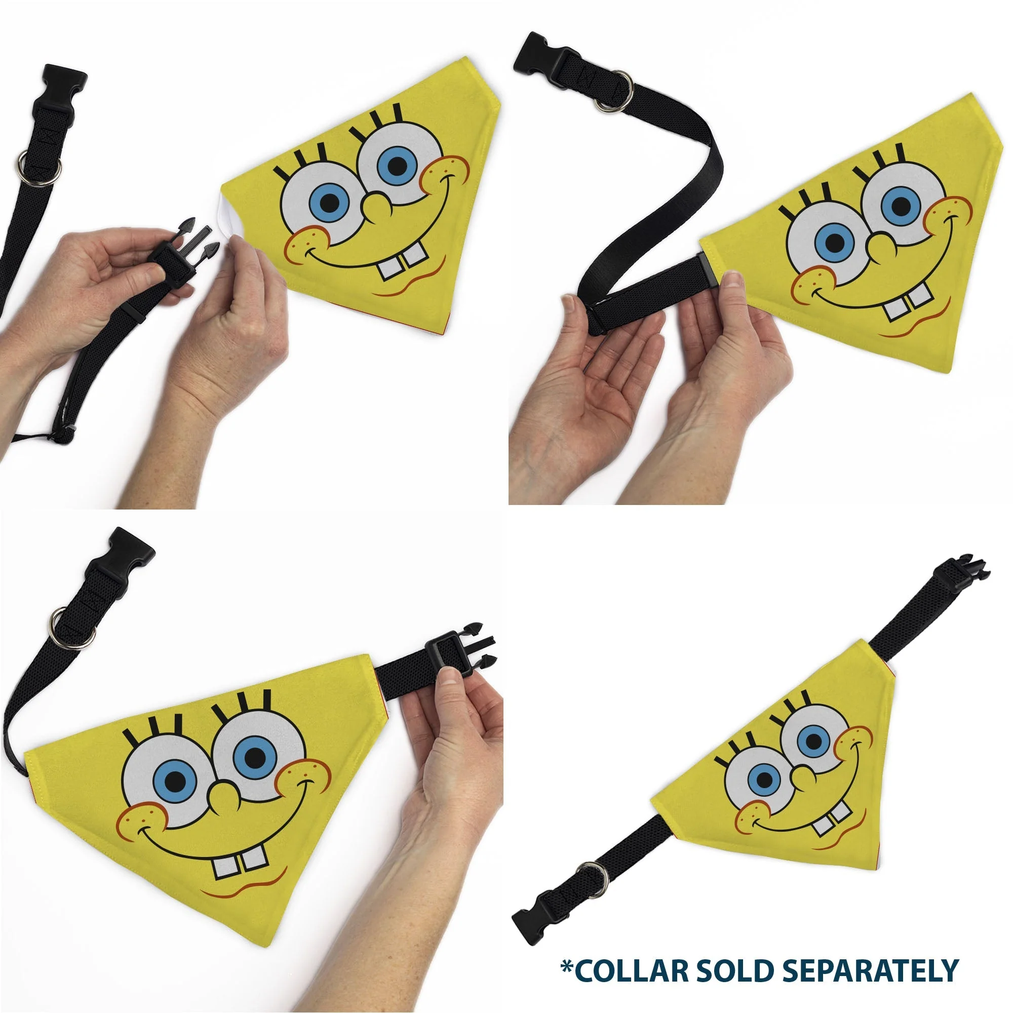 SpongeBob SquarePants Pet Bandana Face Close-Up Over-the-Collar Double-Sided Yellow - Image 6