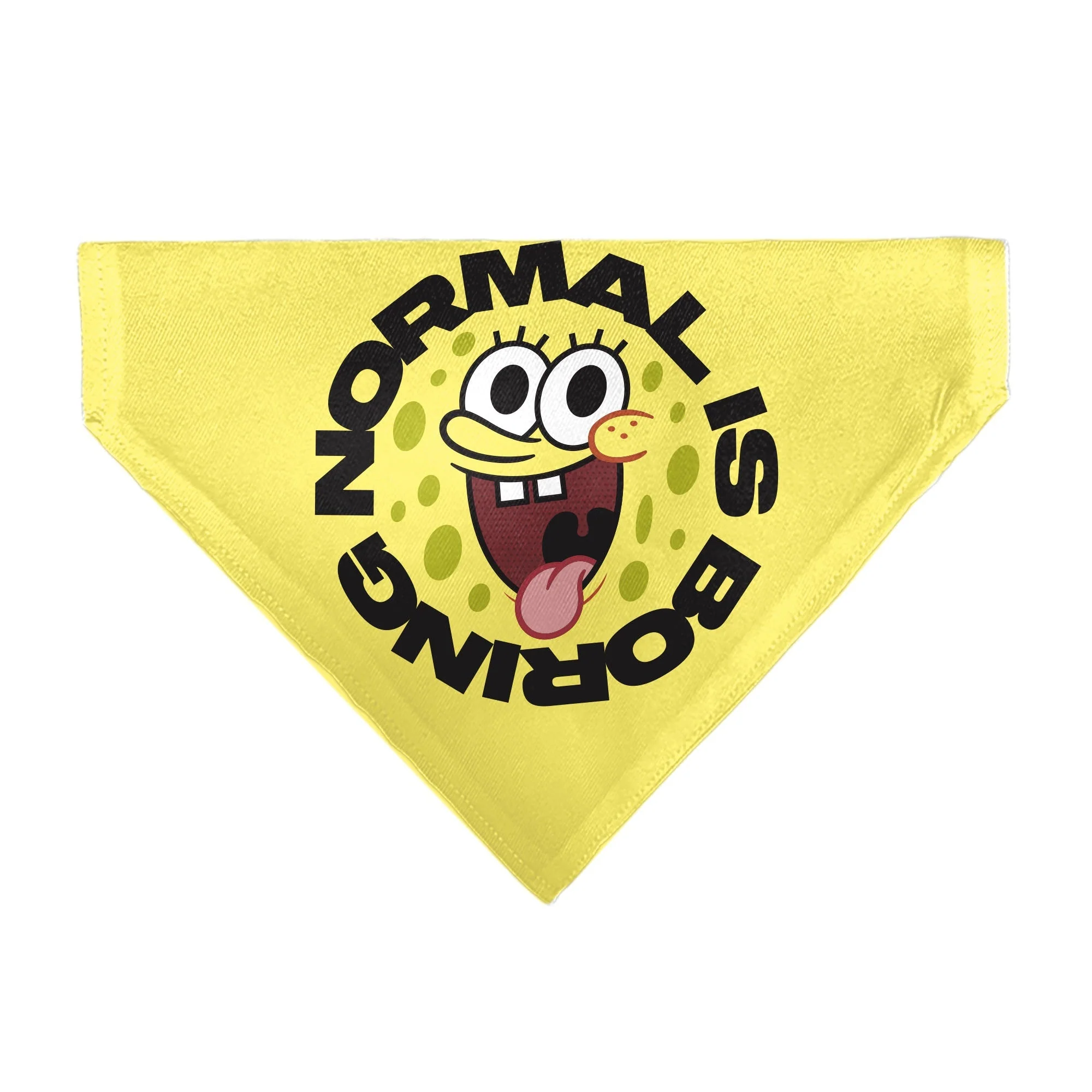 SpongeBob SquarePants Pet Bandana NORMAL IS BORING Pose Over-the-Collar Yellow.