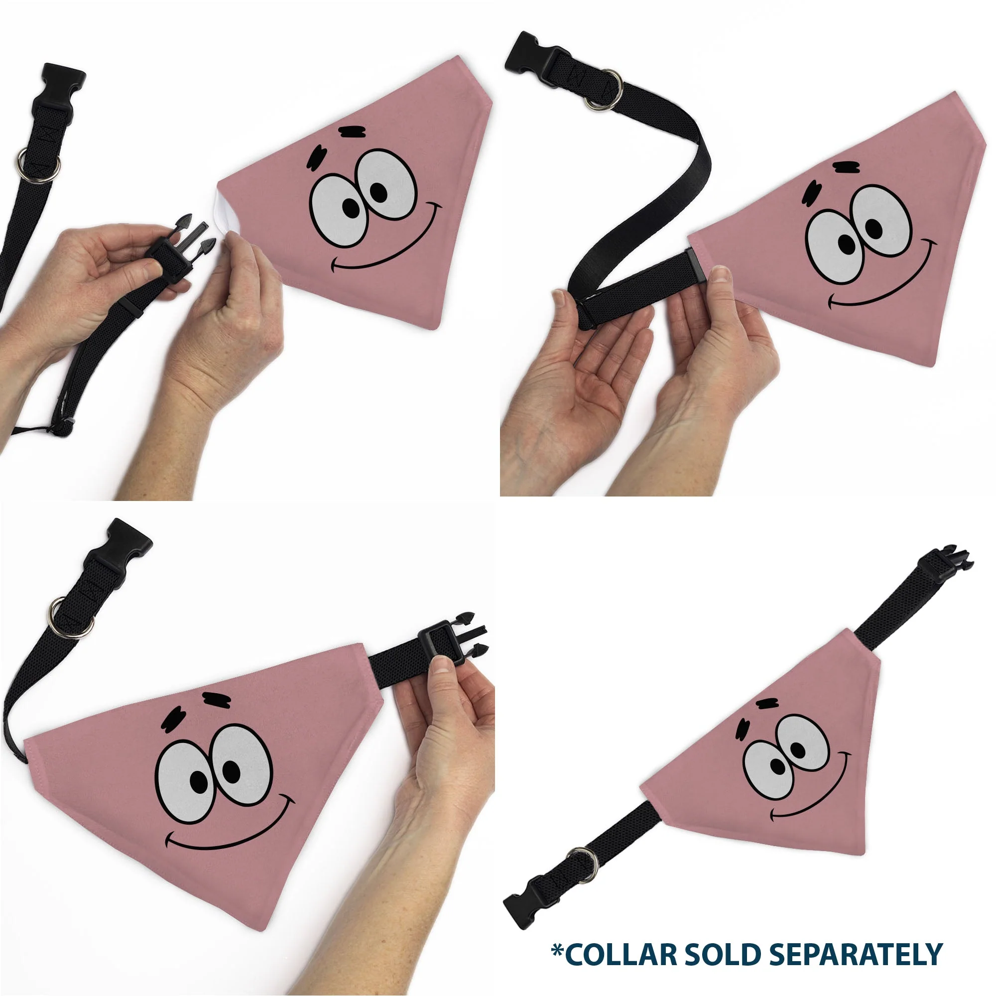 SpongeBob SquarePants Pet Bandana Patrick Star Close-Up Collar Slip Double-Sided Print Pink - Image 6