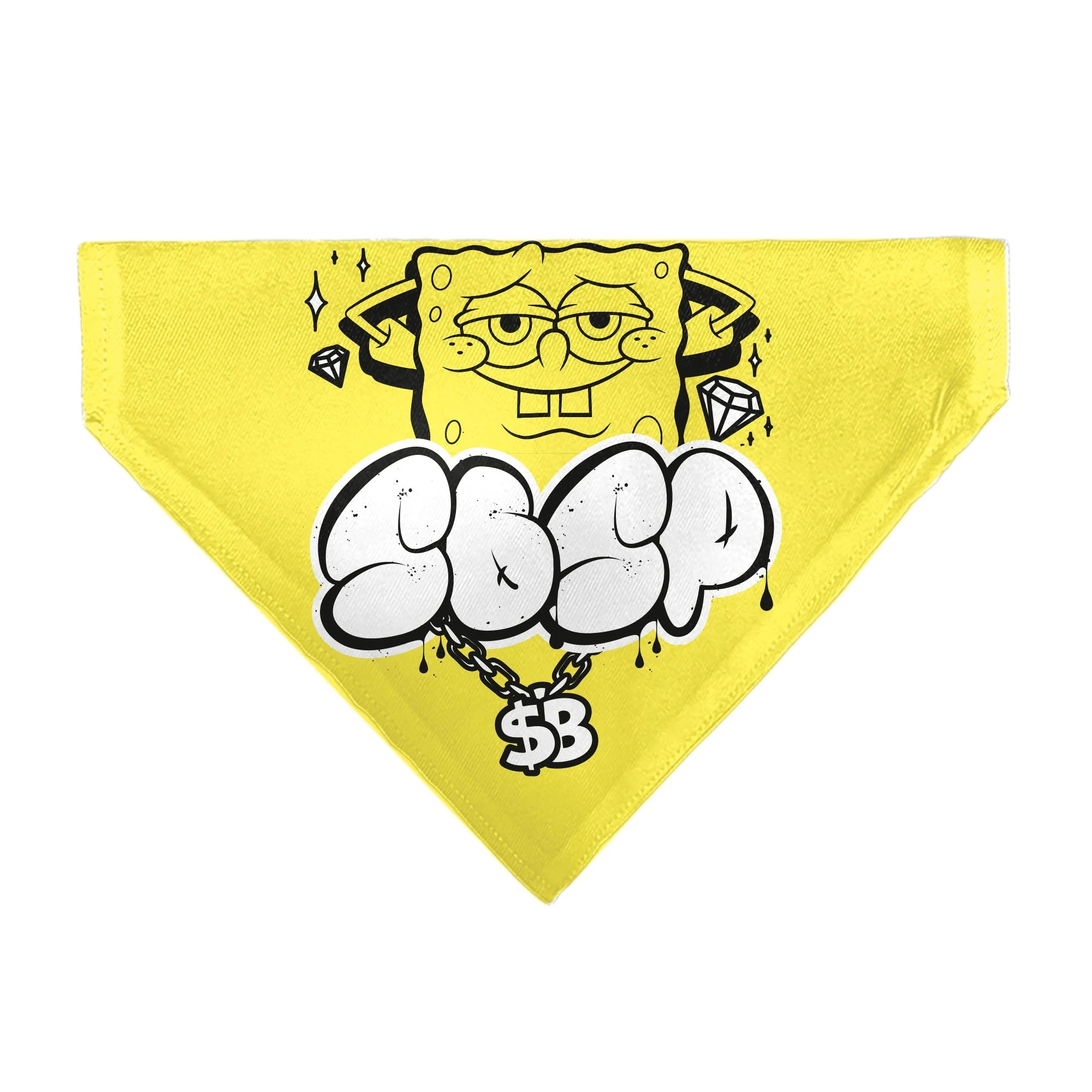 SpongeBob SquarePants Pet Bandana Chain Pose Slips Over Collar Yellow