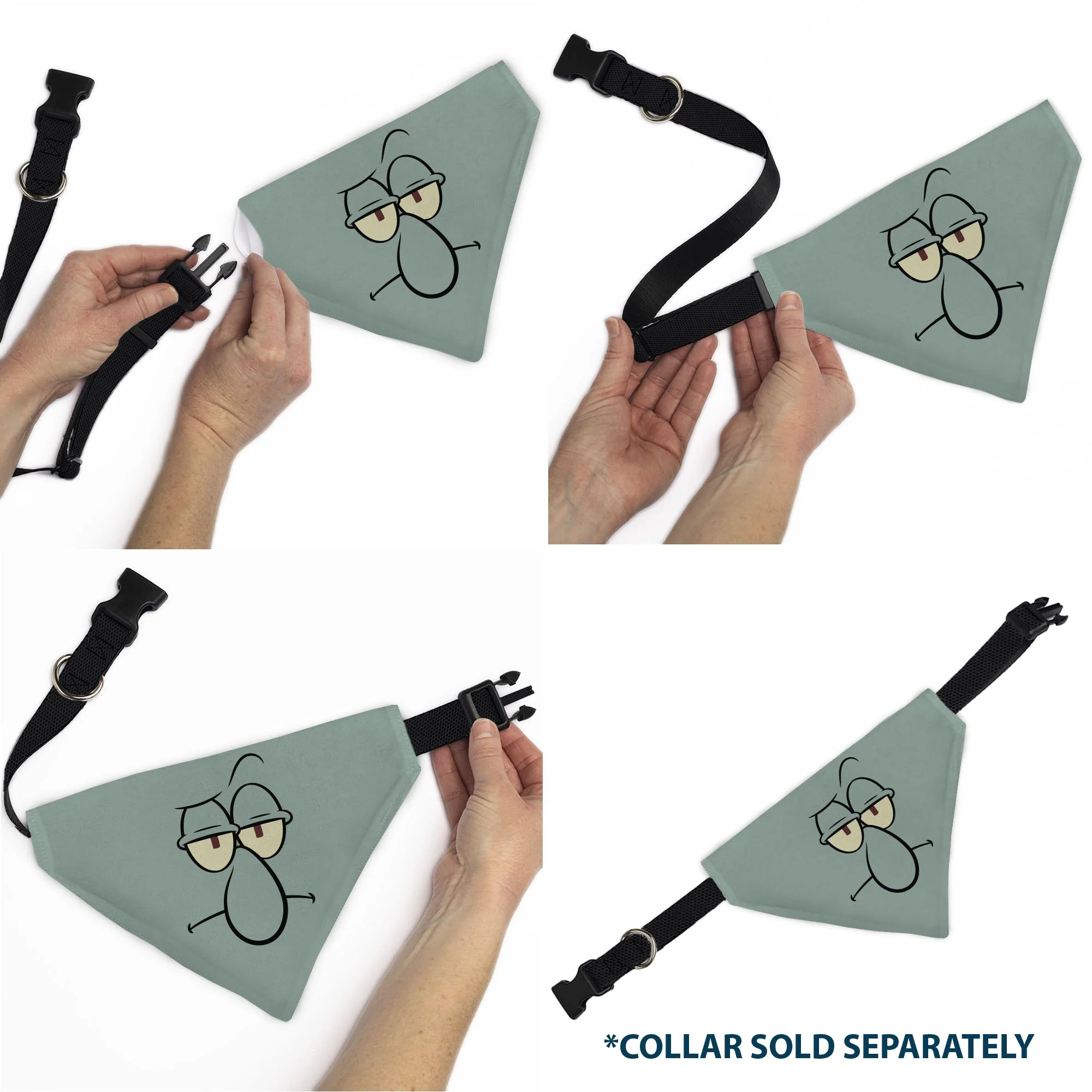 SpongeBob SquarePants Pet Bandana Squidward Close-Up Over the Collar Blue - Image 6