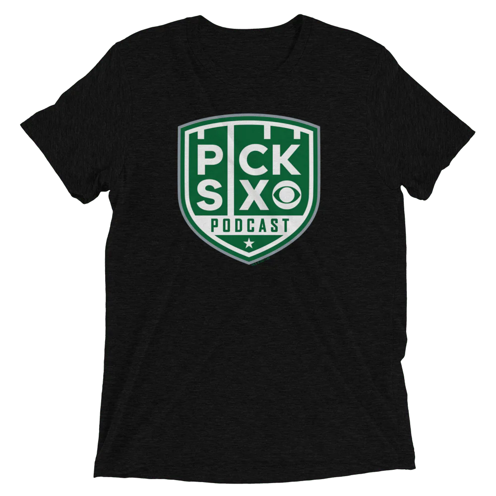 Pick Six Podcast Logo Unisex Tri-Blend T-Shirt - Image 2