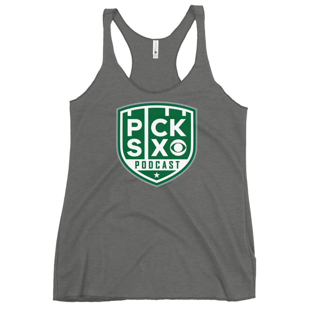 Pick Six Podcast Logo Women's Tri-Blend Racerback Tank Top - Image 2