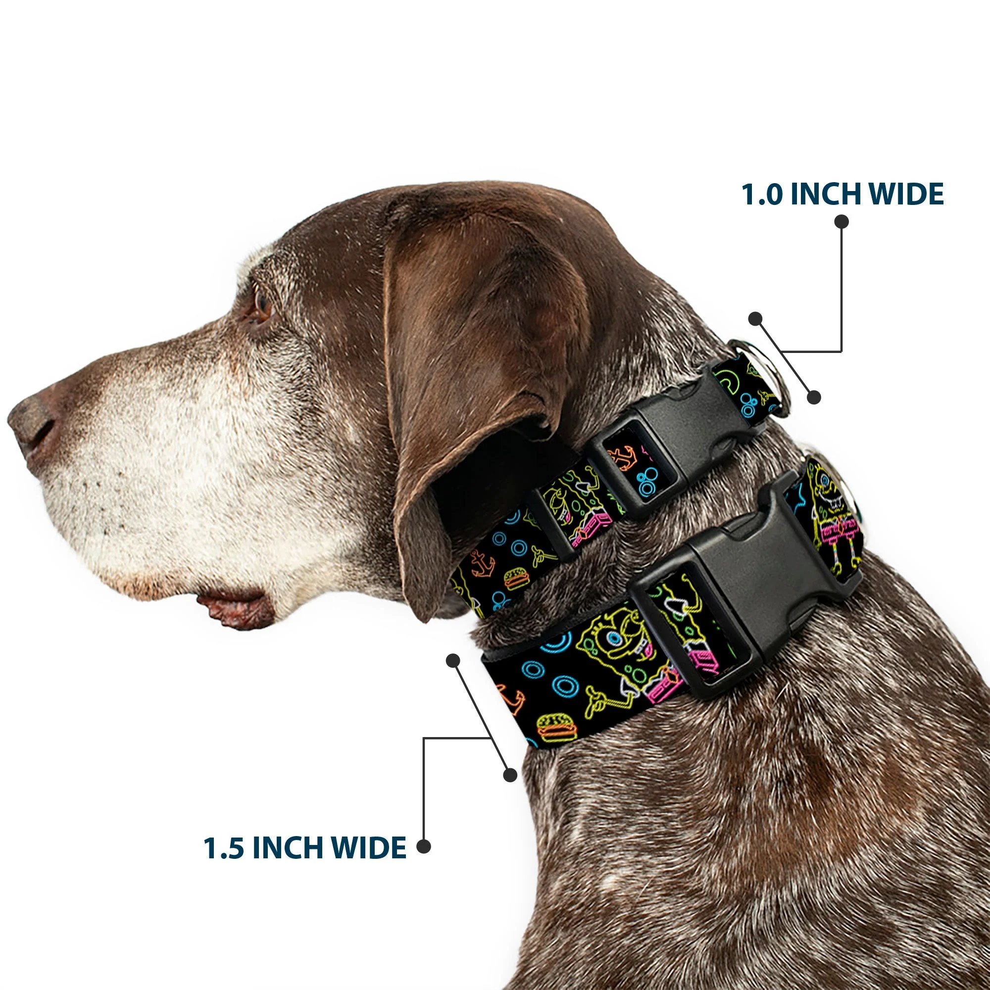 SpongeBob SquarePants Dog Collar Electric SpongeBob Poses/Elements Plastic Clip Black/Multi Color - Image 2