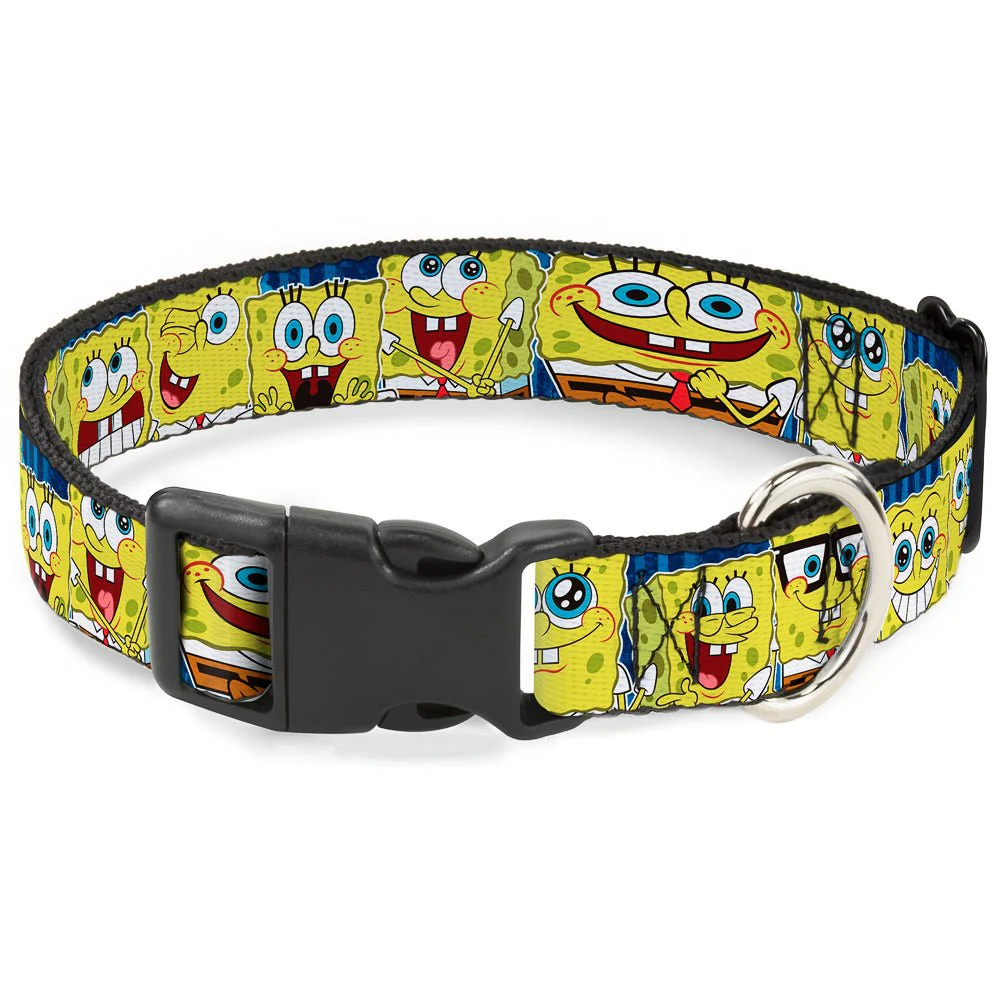 SpongeBob SquarePants Dog Collar Expressions Stripe Plastic Buckle Adjustable Blue