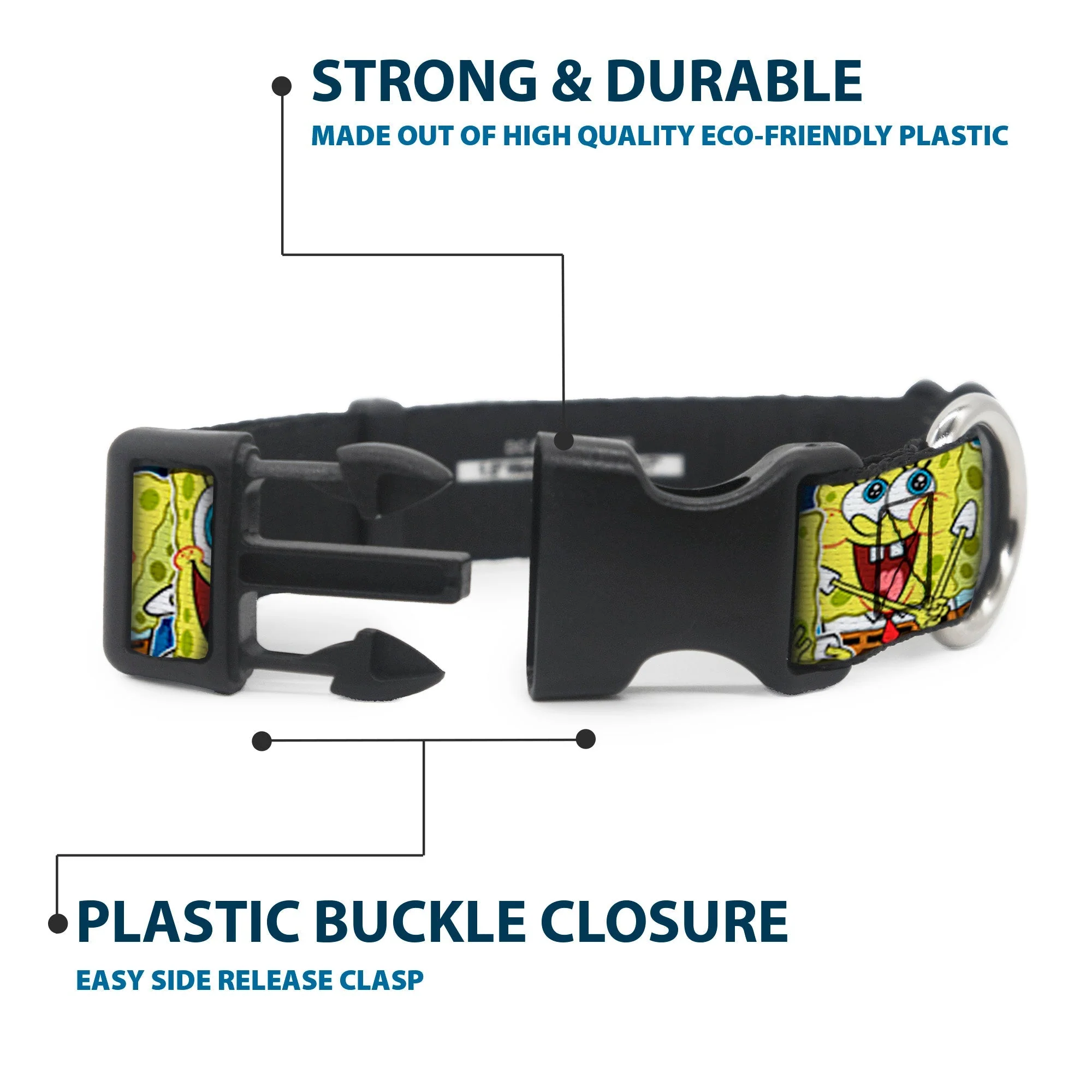 SpongeBob SquarePants Dog Collar Expressions Stripe Plastic Buckle Adjustable Blue - Image 4