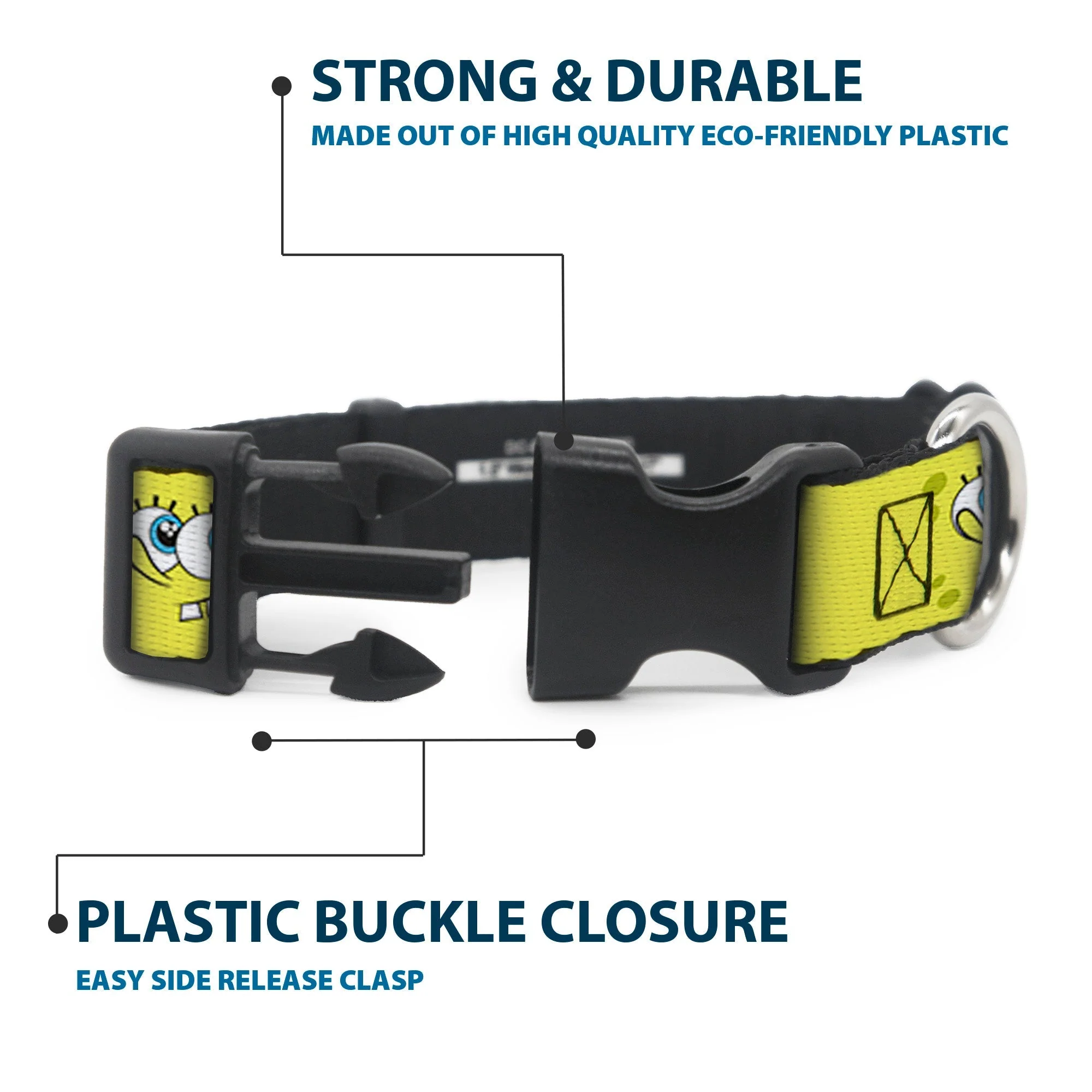 SpongeBob SquarePants Dog Collar Expressions Plastic Clip Yellow - Image 4