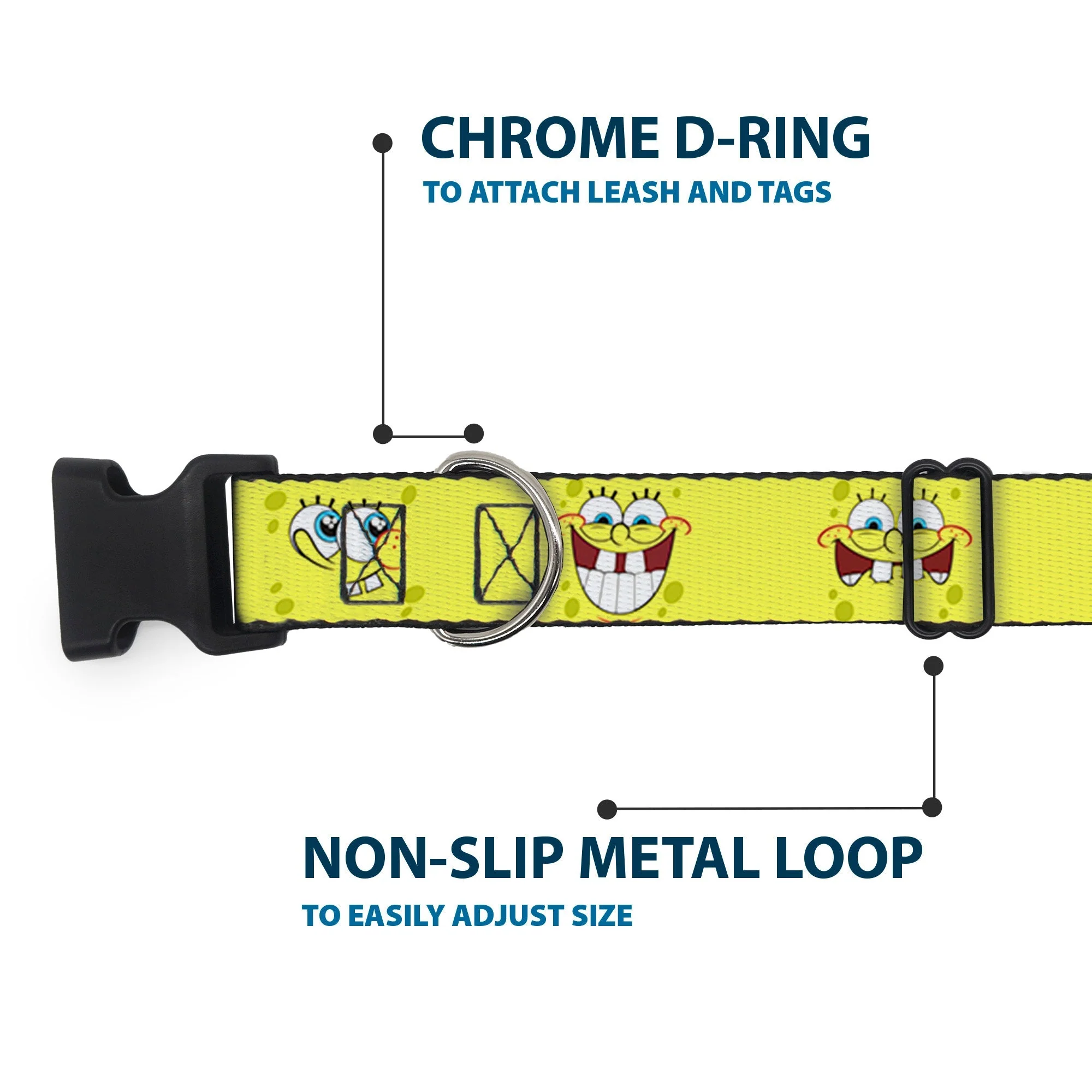 SpongeBob SquarePants Dog Collar Expressions Plastic Clip Yellow - Image 5