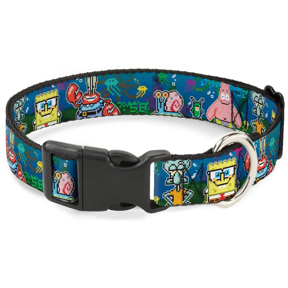 SpongeBob SquarePants Dog Collar 8-Bit Scene Plastic Clip