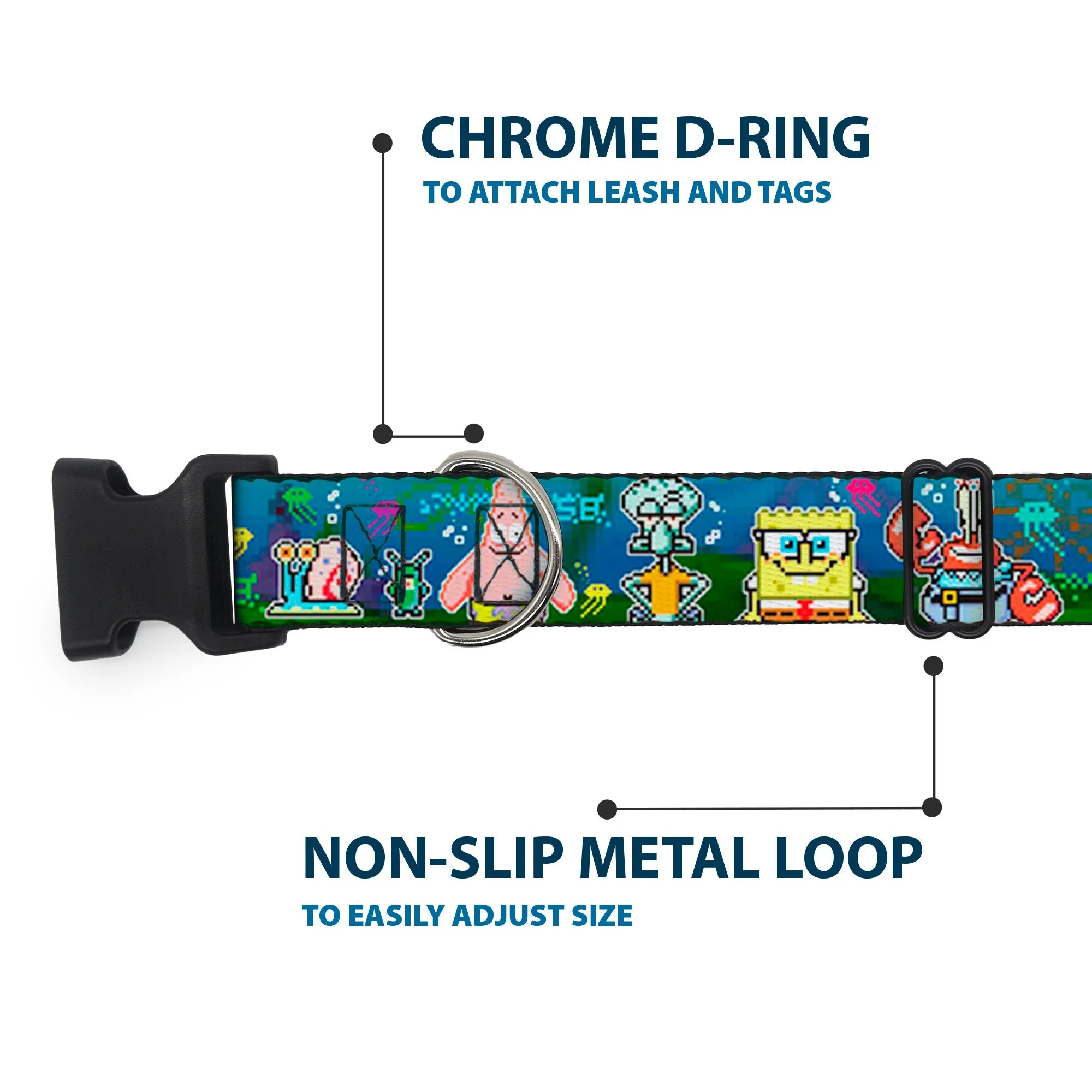SpongeBob SquarePants Dog Collar 8-Bit Scene Plastic Clip - Image 5