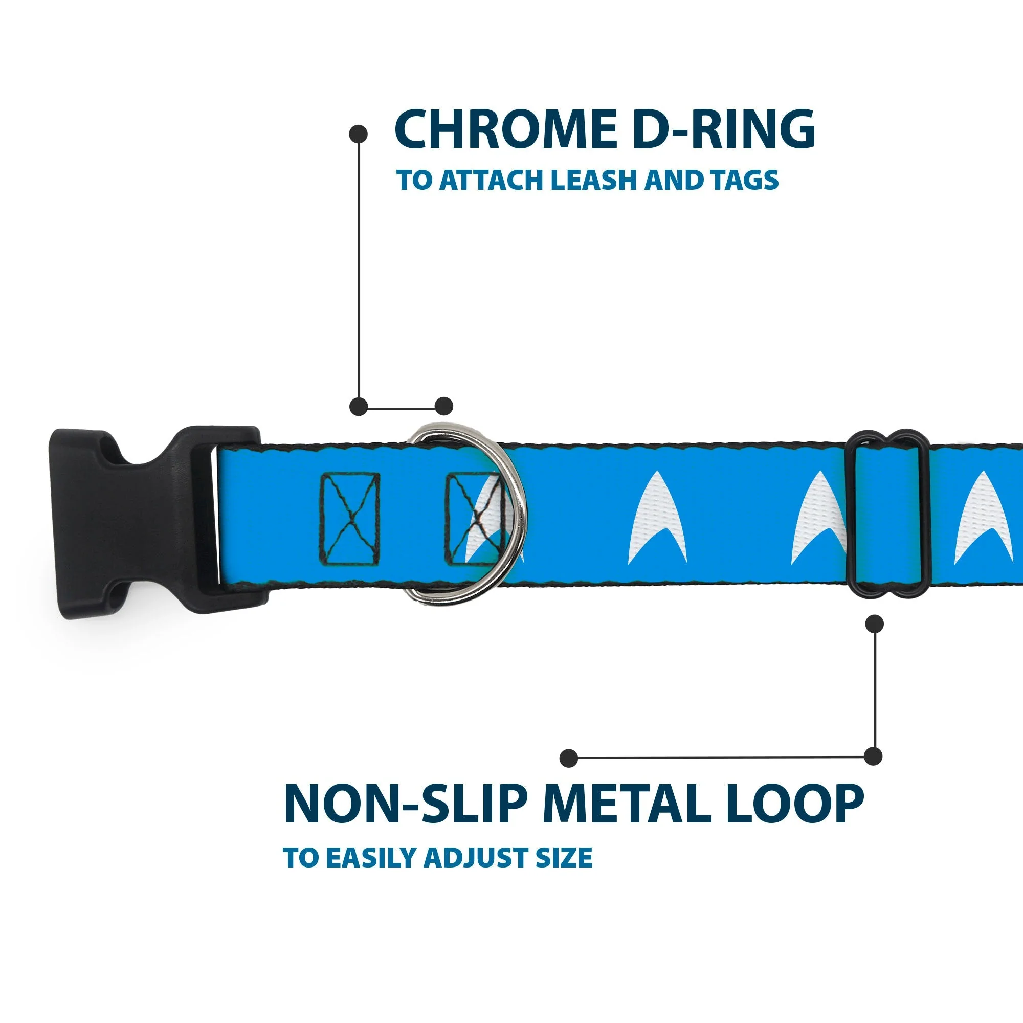 Star Trek Starfleet Insignia Blue Dog Collar with Clip - Image 5