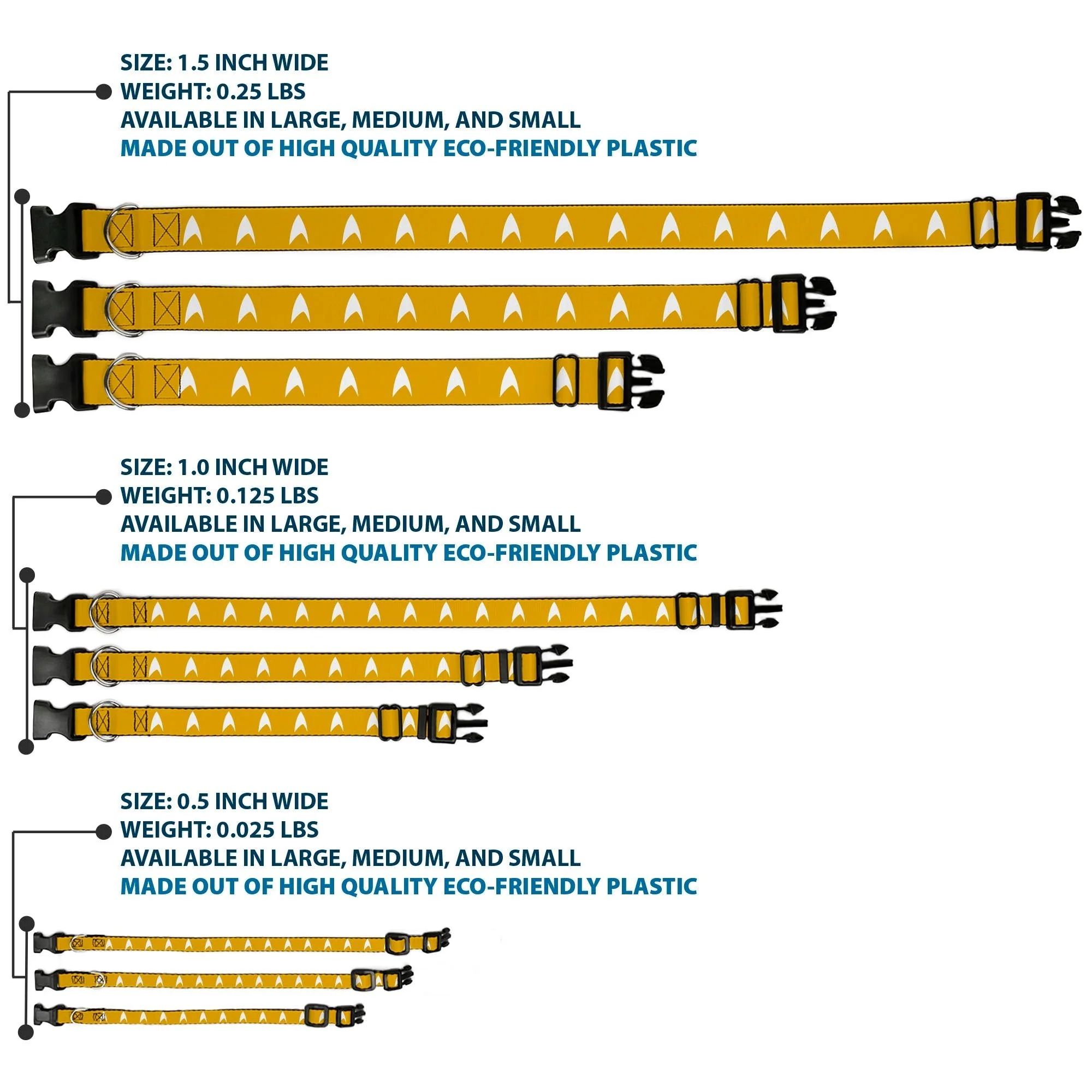 Star Trek Starfleet Insignia Durable Yellow Pet Dog Collar - Image 3