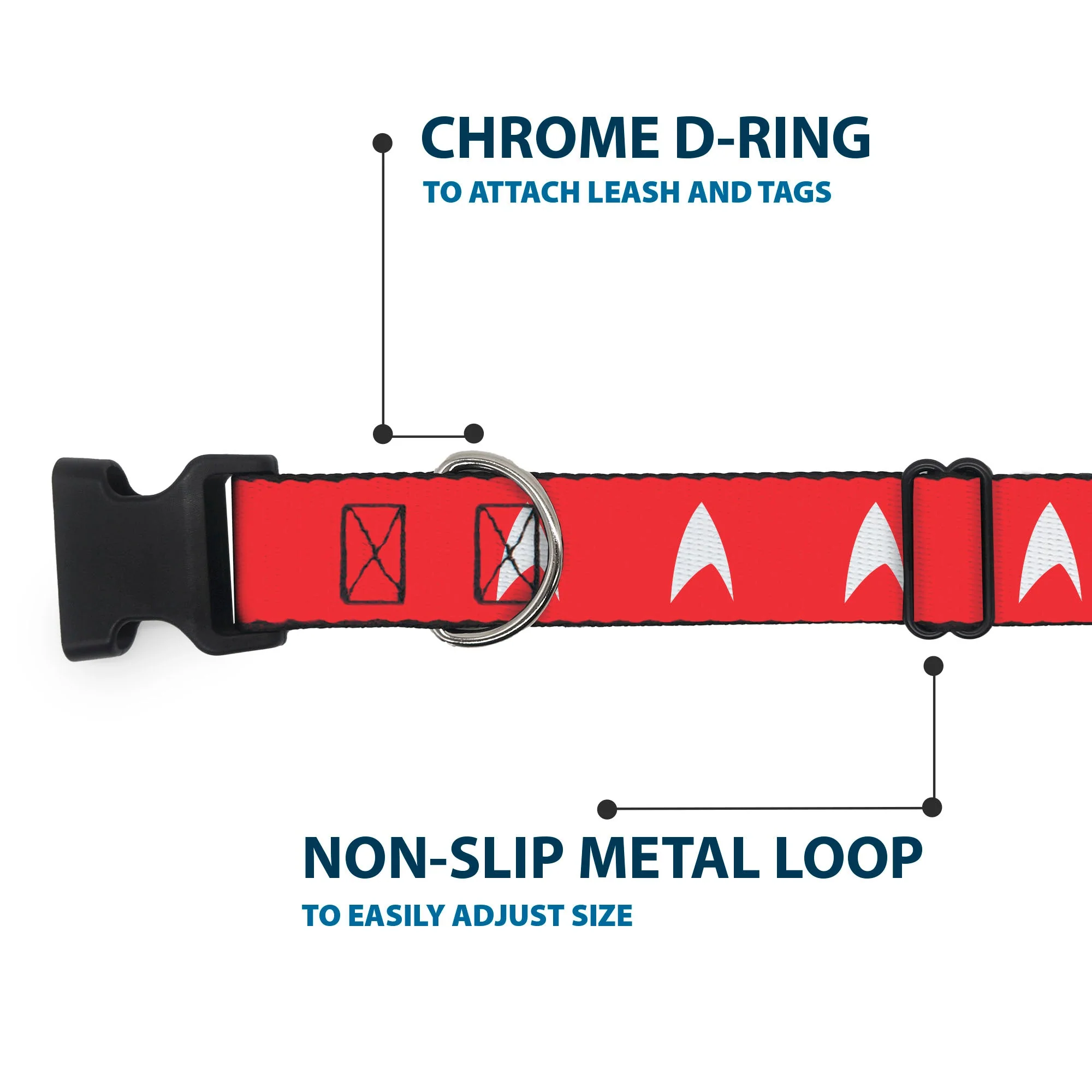 Star Trek Starfleet Insignia Red/White Plastic Clip Dog Collar - Image 5
