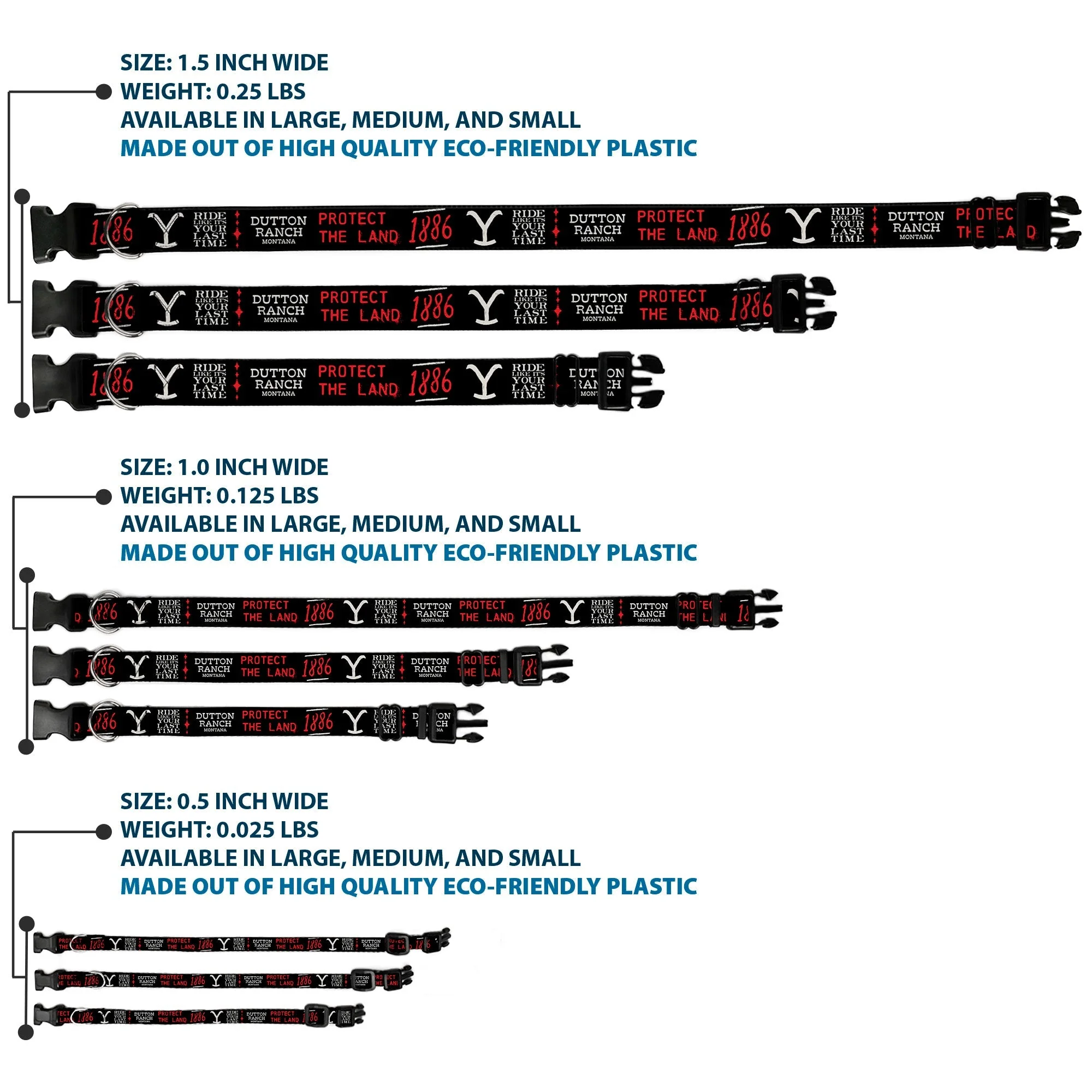 Yellowstone Dutton Ranch 1886 Icons Plastic Clip Dog Collar - Image 3