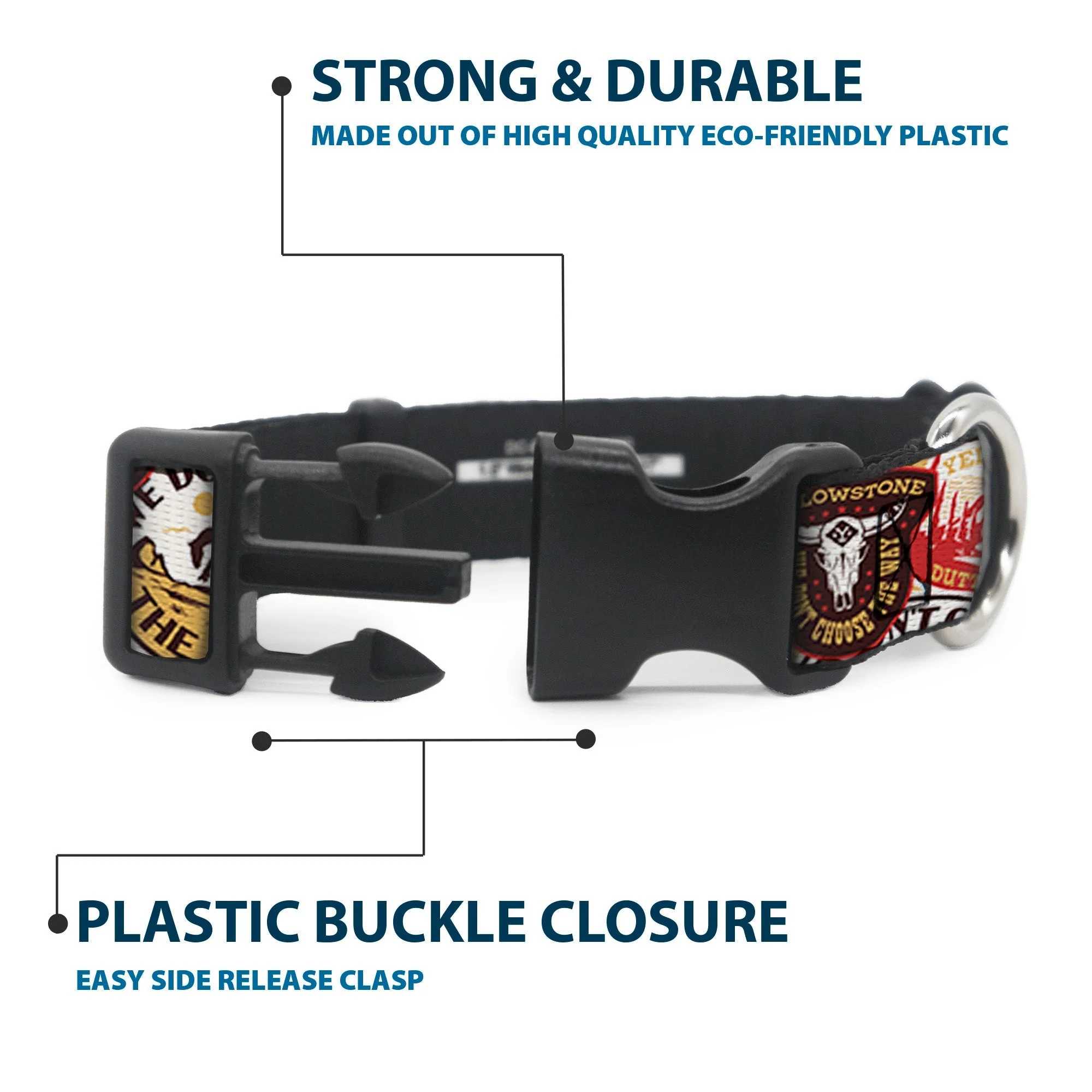 Yellowstone Patches Stacked Plastic Clip Dog Collar - Image 4