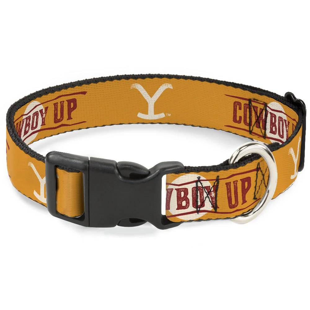 Yellowstone Y Logo Cowboy Up Yellow Red White Dog Collar