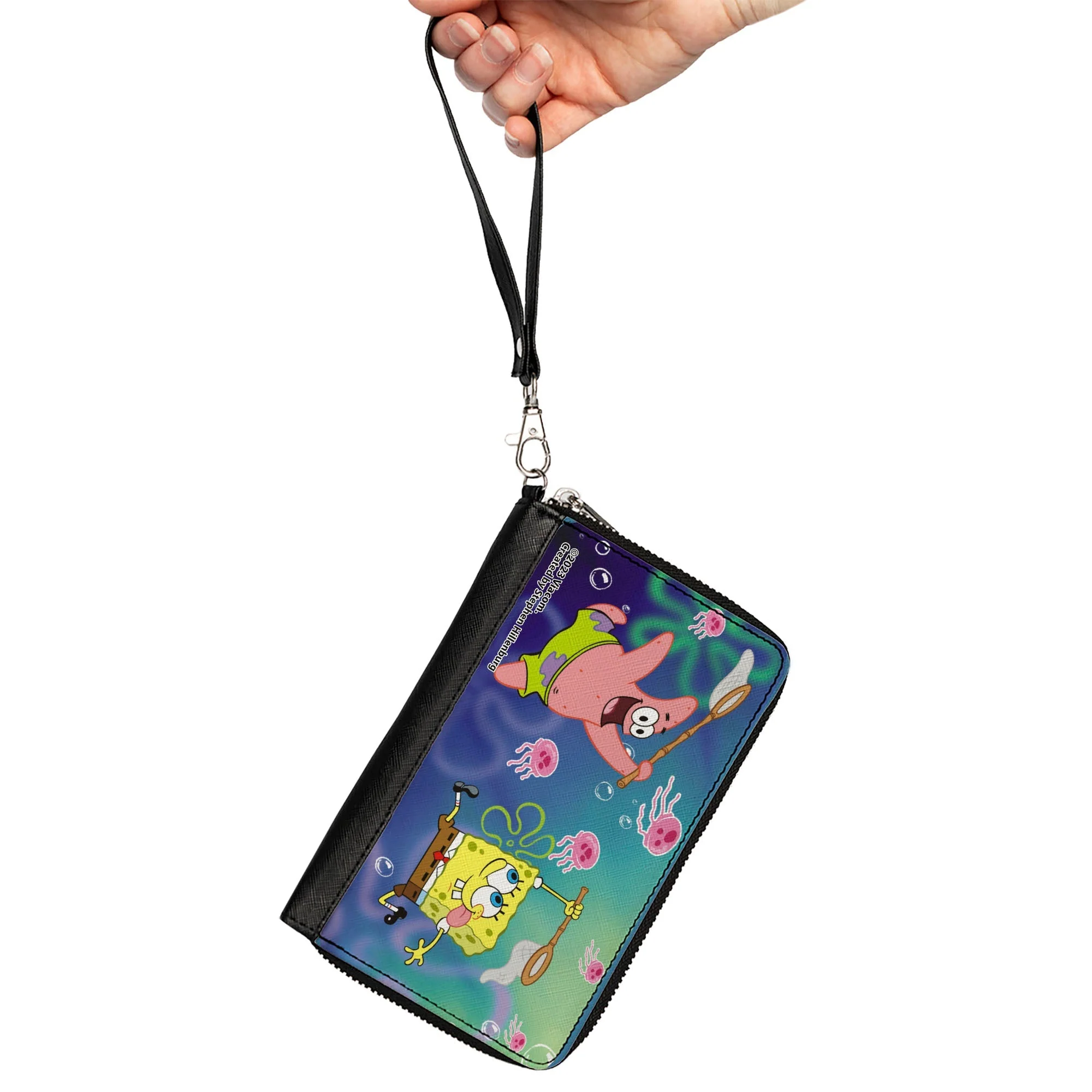 SpongeBob SquarePants Patrick Star Zip Around Wallet Jellyfishing Catch Pose Rectangle Vegan Leather - Image 2