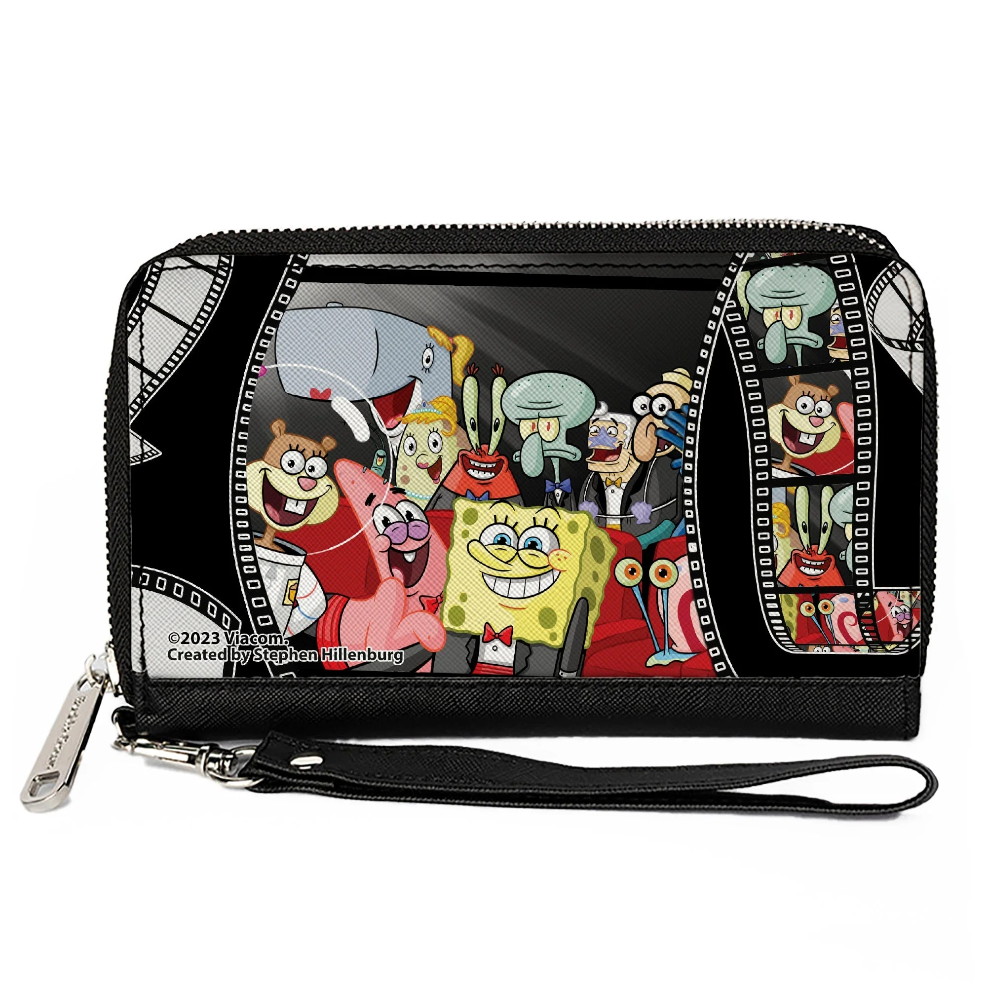 SpongeBob SquarePants Zip Around Wallet Red Carpet Film Strip Group PU Vegan Leather Detachable Wristlet