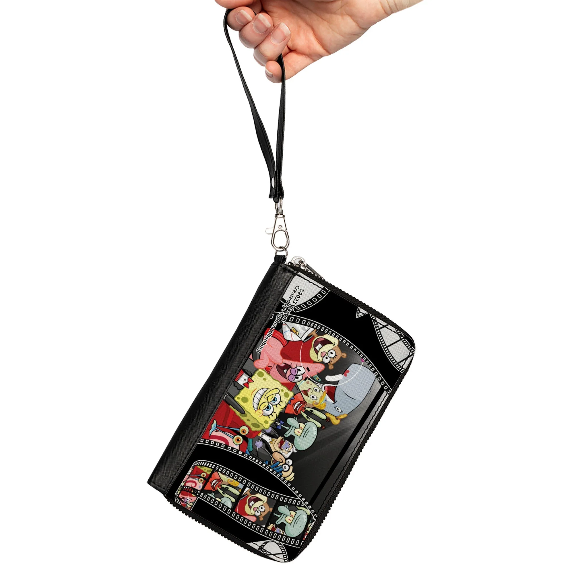 SpongeBob SquarePants Zip Around Wallet Red Carpet Film Strip Group PU Vegan Leather Detachable Wristlet - Image 2