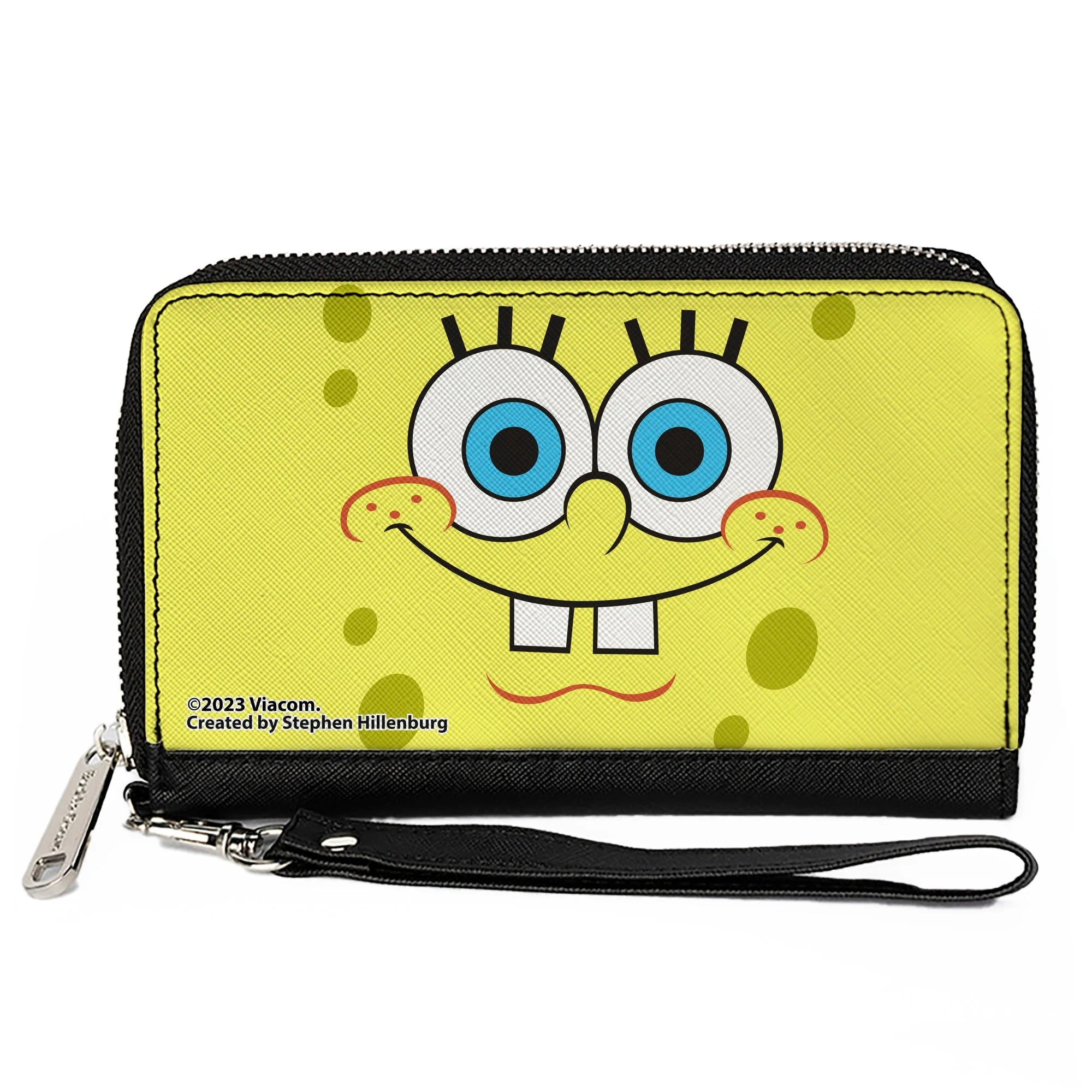 SpongeBob SquarePants Wallet Face Close-Up Zip Around Yellow