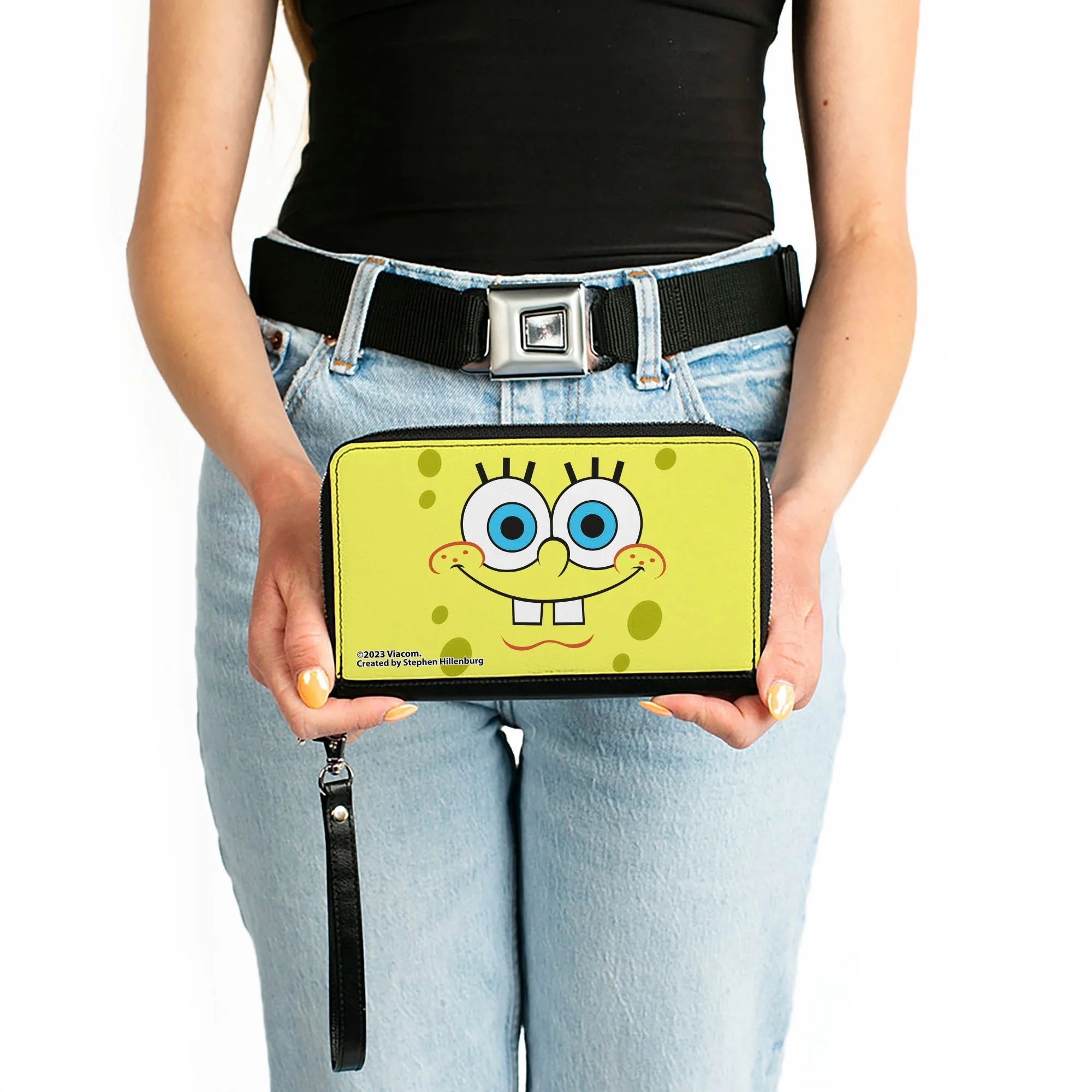 SpongeBob SquarePants Wallet Face Close-Up Zip Around Yellow - Image 3