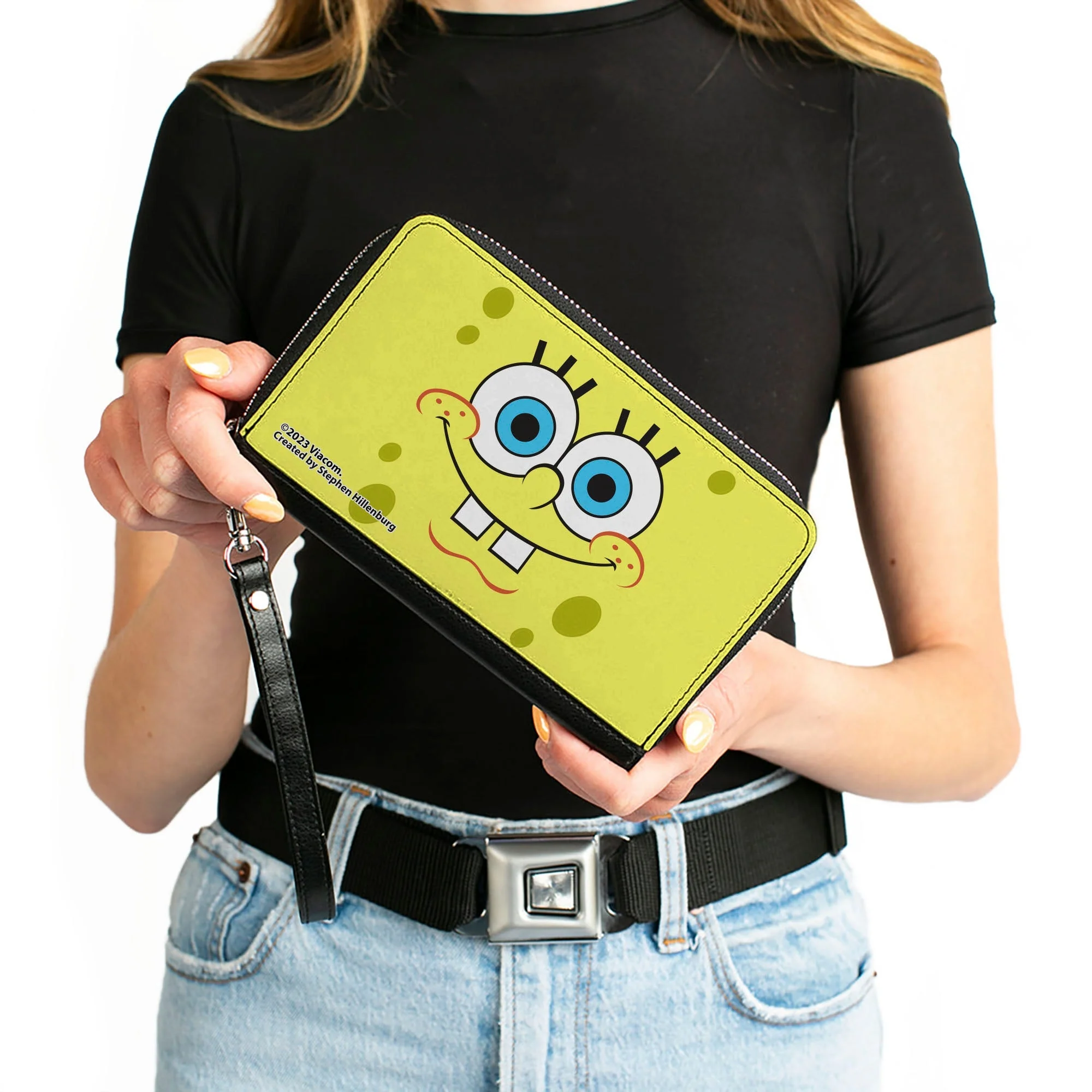 SpongeBob SquarePants Wallet Face Close-Up Zip Around Yellow - Image 4